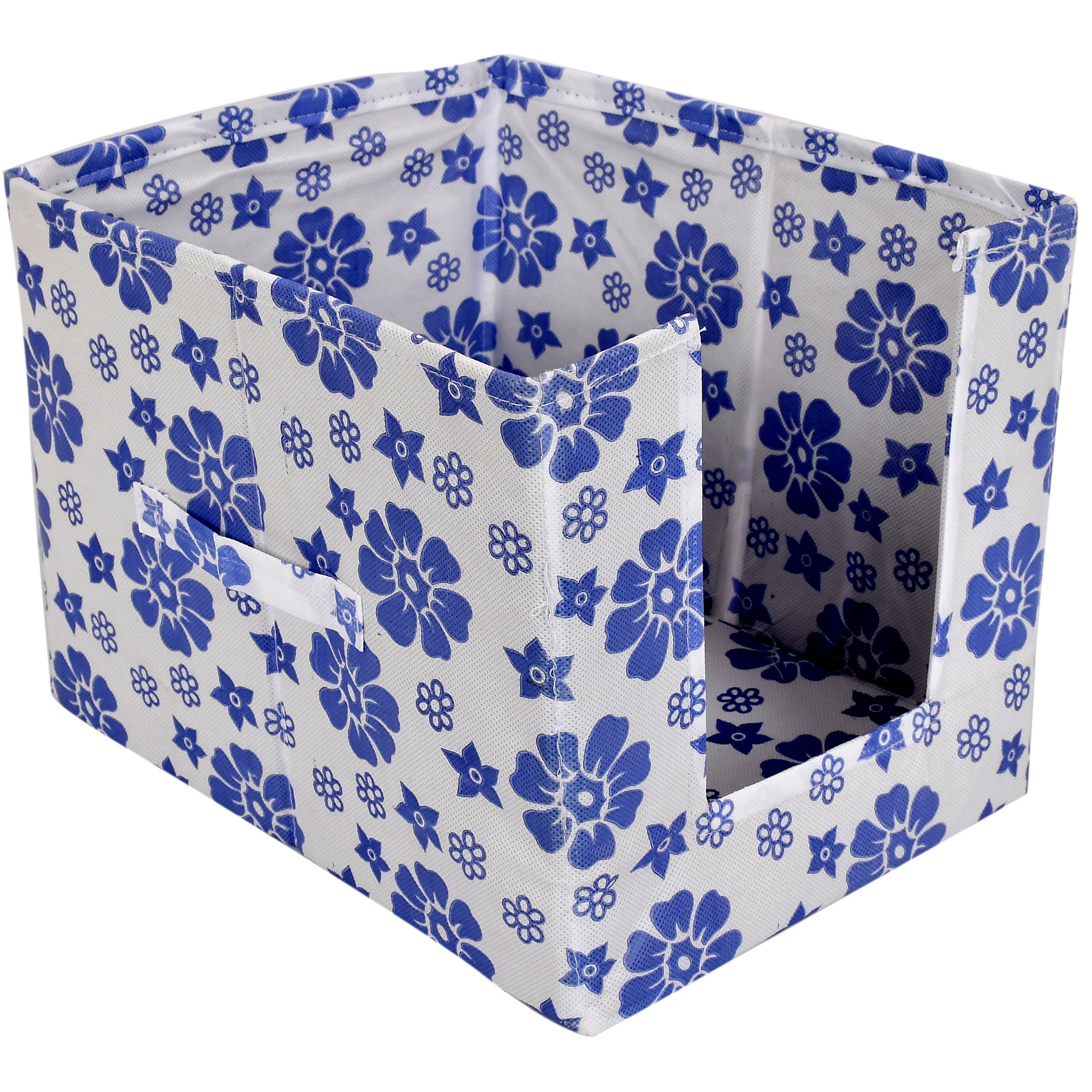Kuber Industries Flower Print Non Woven Shirt Stacker/Shirt Organizer Wardrobe Organizer (Royal Blue)-KUBMART1618