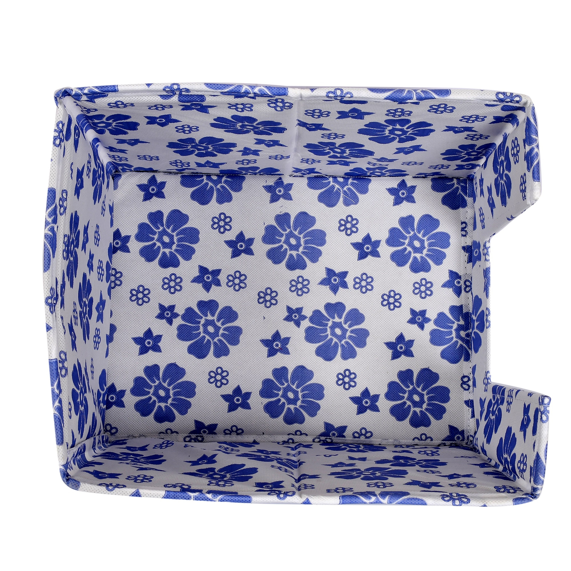 Kuber Industries Flower Print Non Woven Shirt Stacker/Shirt Organizer Wardrobe Organizer (Royal Blue)-KUBMART1618