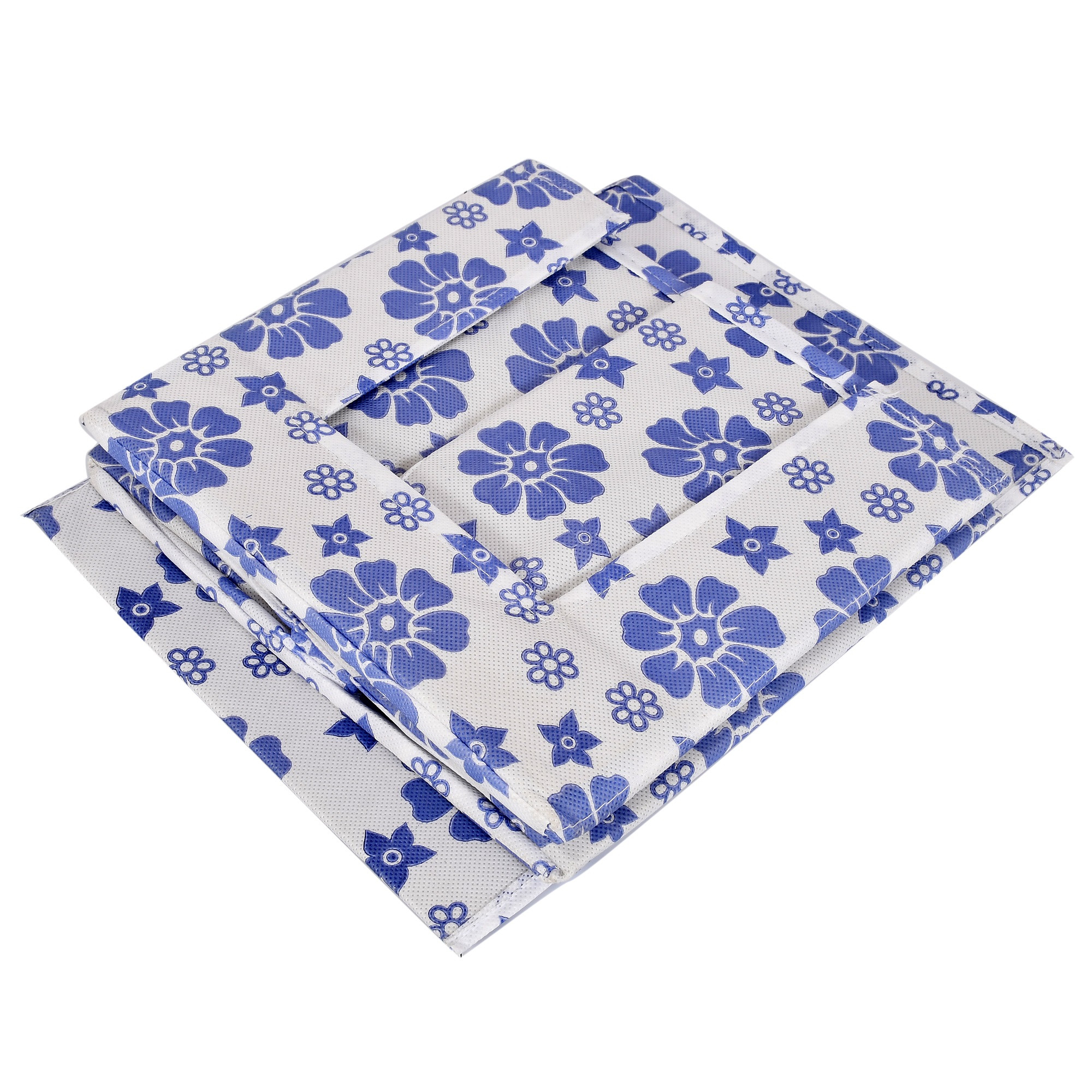 Kuber Industries Flower Print Non Woven Shirt Stacker/Shirt Organizer Wardrobe Organizer (Royal Blue)-KUBMART1618