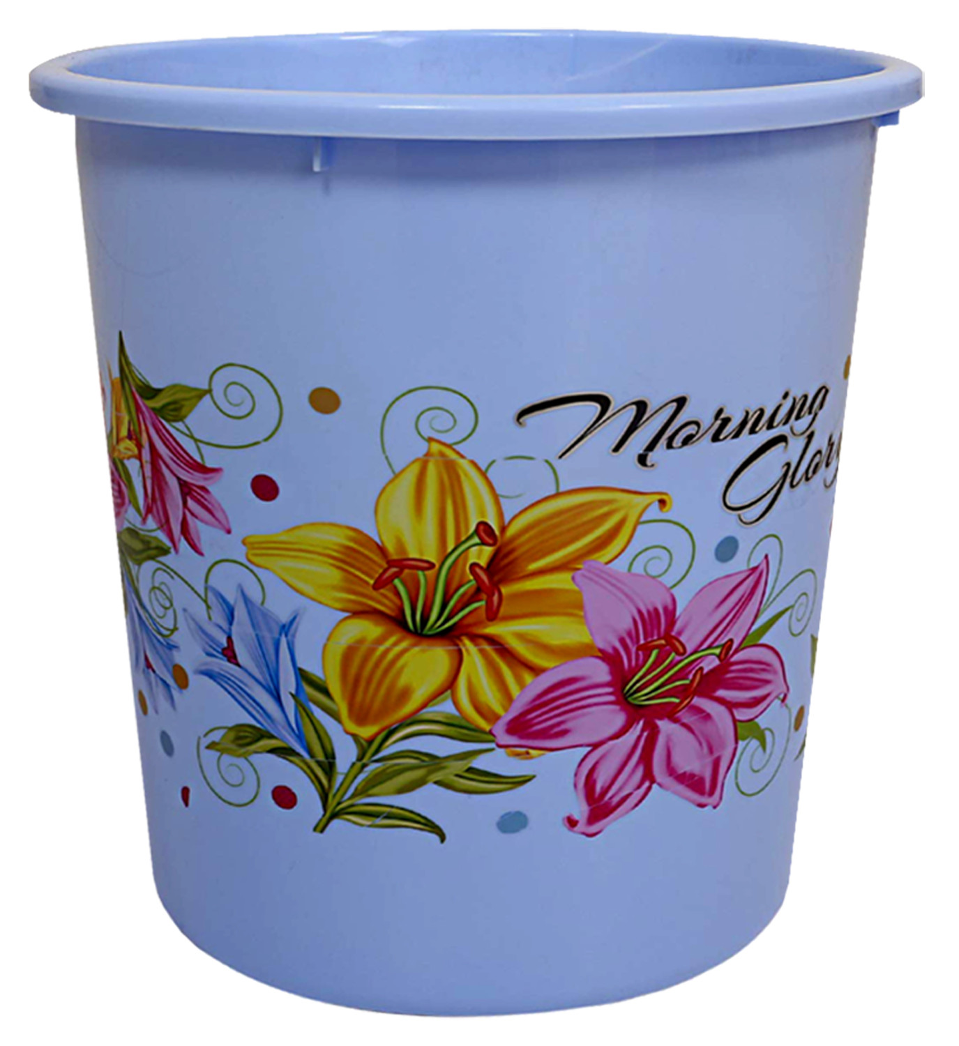 Kuber Industries Flower Print Plastic 2 Pieces Dustbin/ Garbage Bin/ Waste Bin, 13 Liters (Blue & White)