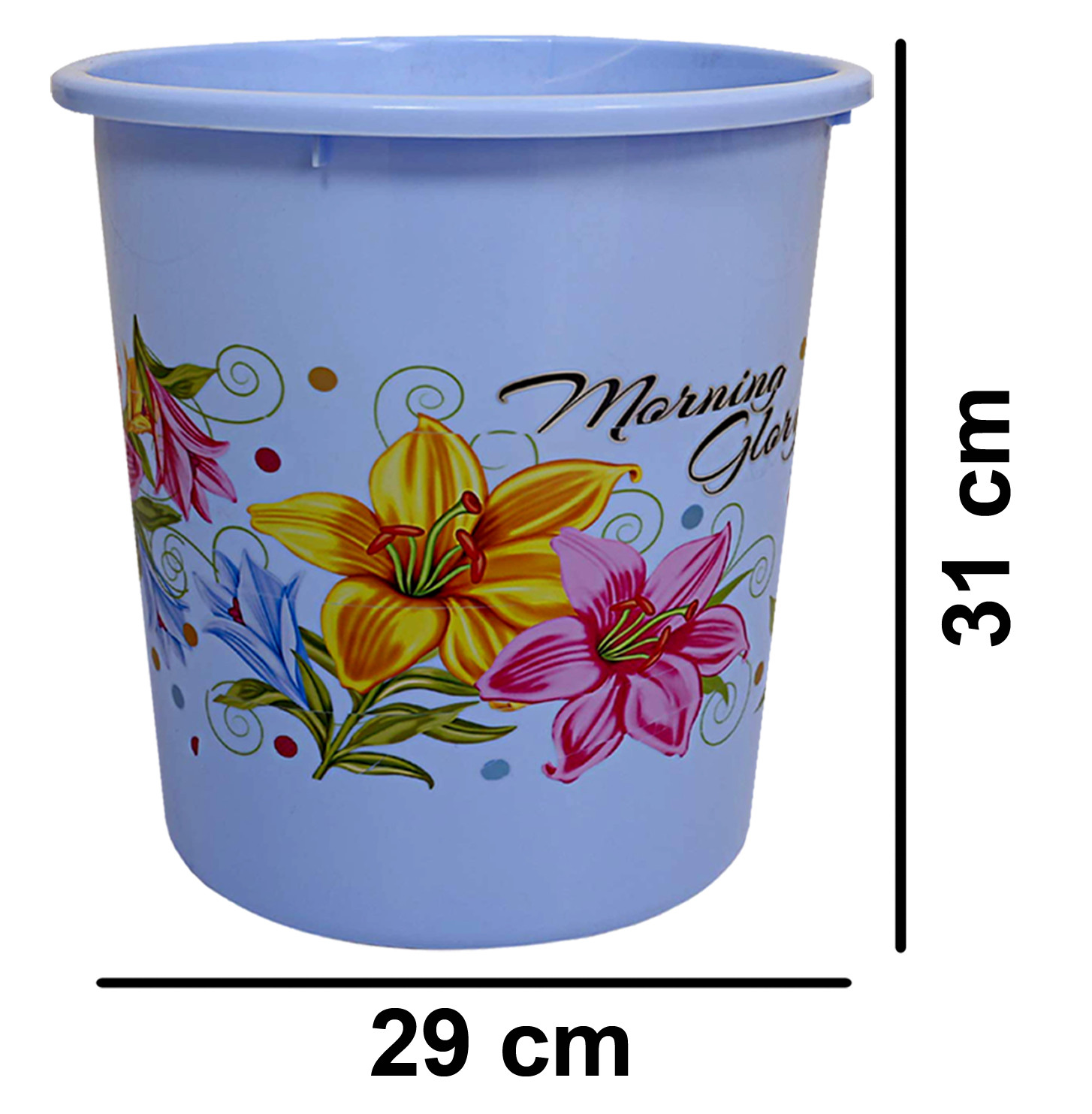 Kuber Industries Flower Print Plastic 2 Pieces Dustbin/ Garbage Bin/ Waste Bin, 13 Liters (Blue & White)