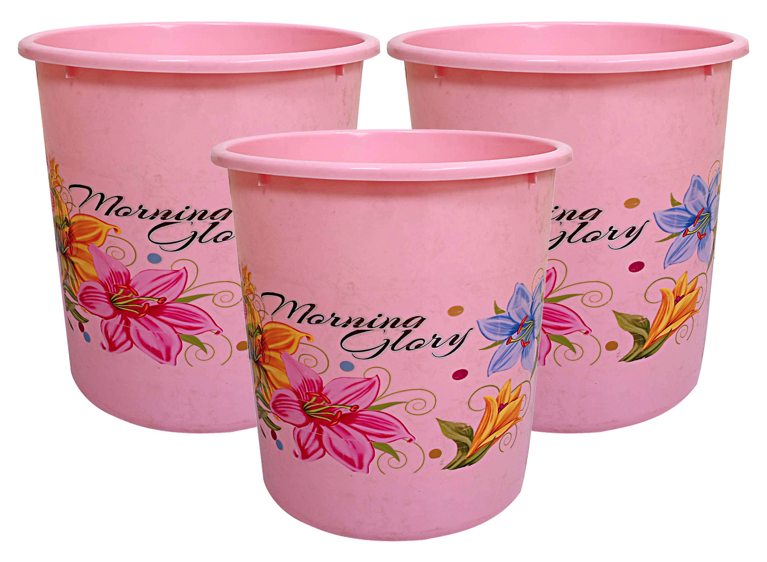 Kuber Industries Flower Print Plastic Dustbin/ Garbage Bin/ Waste Bin, 13 Liters (Pink)