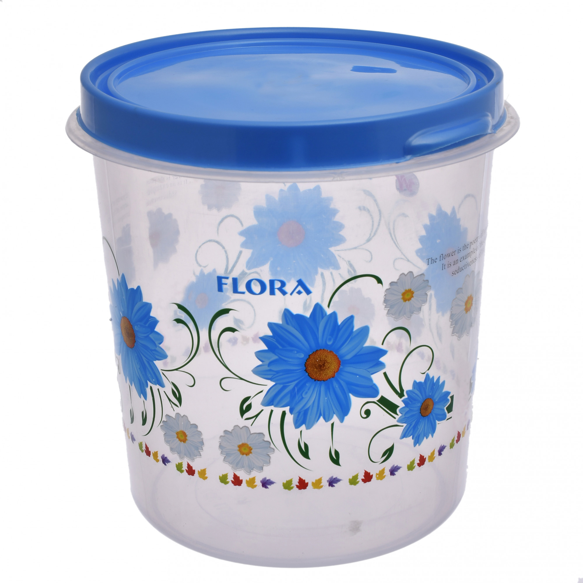 Kuber Industries Flower Print Plastic Multipurpose Kitchen Storage Container Set with Flexi Lid 10 Ltr,7 Ltr & 5 Ltr(Set Of 3,Blue)-KUBMART530