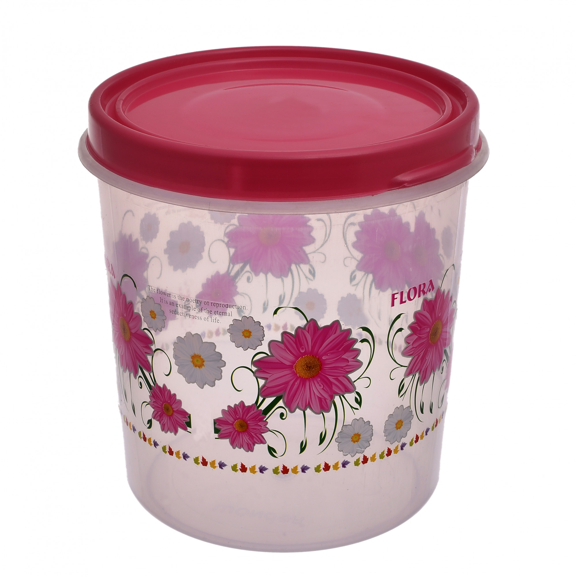 Kuber Industries Flower Print Plastic Multipurpose Kitchen Storage Container Set with Flexi Lid 10 Ltr,7 Ltr & 5 Ltr(Set Of 3,Pink)-KUBMART532
