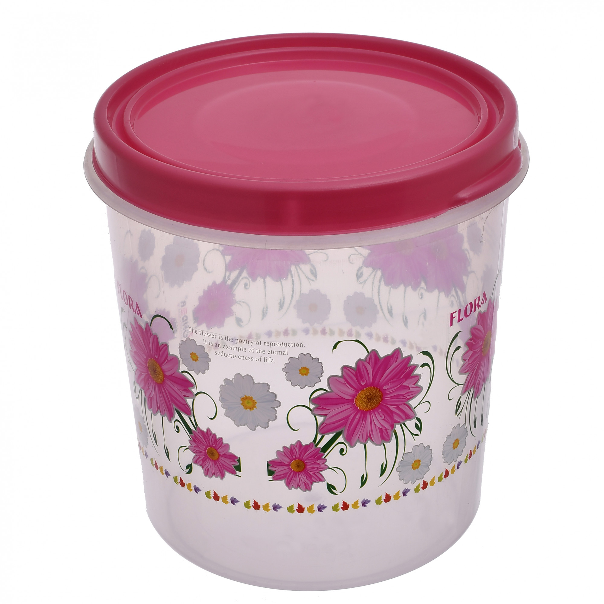 Kuber Industries Flower Print Plastic Multipurpose Kitchen Storage Container Set with Flexi Lid 10 Ltr,7 Ltr & 5 Ltr(Set Of 3,Pink)-KUBMART532