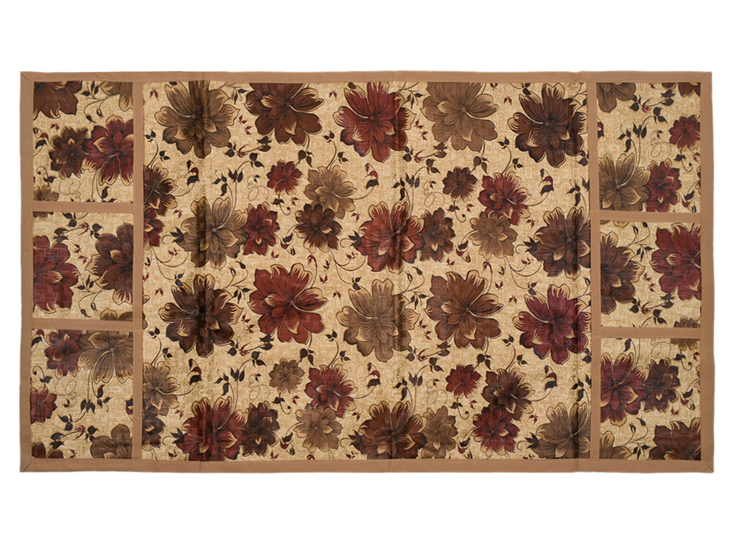 Kuber Industries Flower print PVC Fridge Top Cover With 6 Utility Side Pockets (Beige)