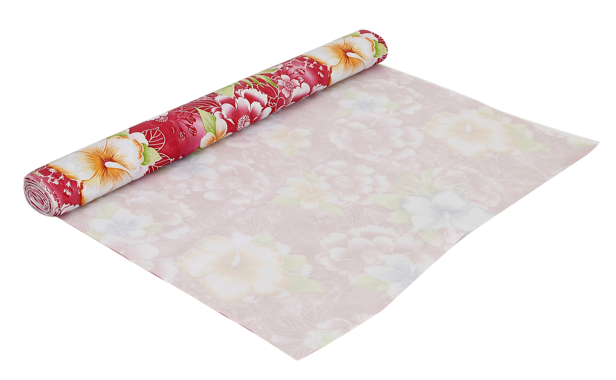 Kuber Industries Flower Print PVC Wardrobe Kitchen Drawer Cupboard Cabinet Shelf Mat, Shelf Liner 5 Mtr (Pink)