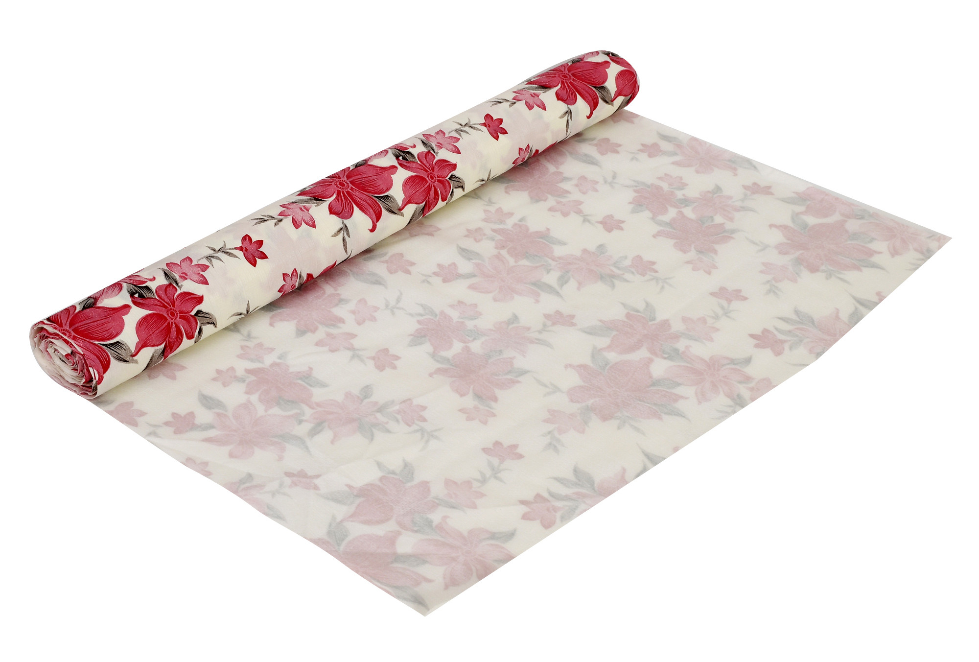 Kuber Industries Flower Print PVC Wardrobe Kitchen Drawer Cupboard Cabinet Shelf Mat, Shelf Liner 5 Mtr (Pink)