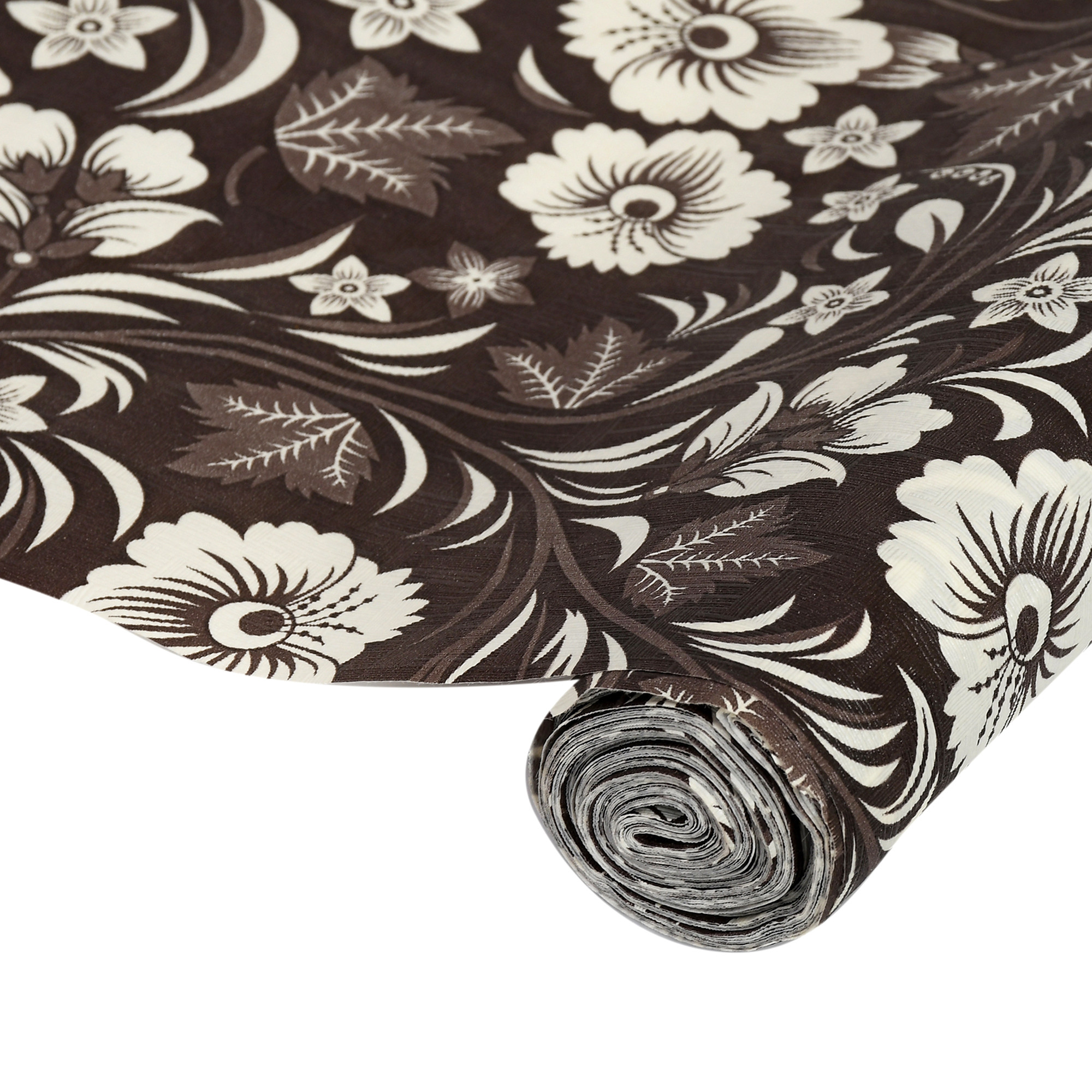 Kuber Industries Flower Print PVC Wardrobe Kitchen Drawer Cupboard Cabinet Shelf Mat, Shelf Liner 5 Mtr (Brown)