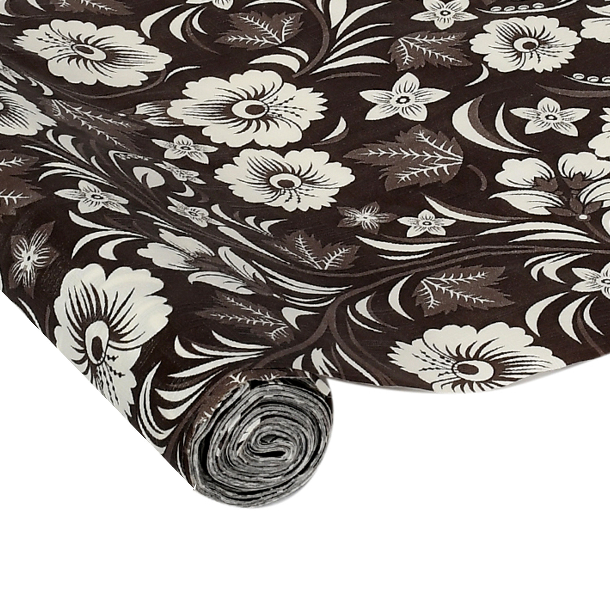 Kuber Industries Flower Print PVC Wardrobe Kitchen Drawer Cupboard Cabinet Shelf Mat, Shelf Liner 5 Mtr (Brown)