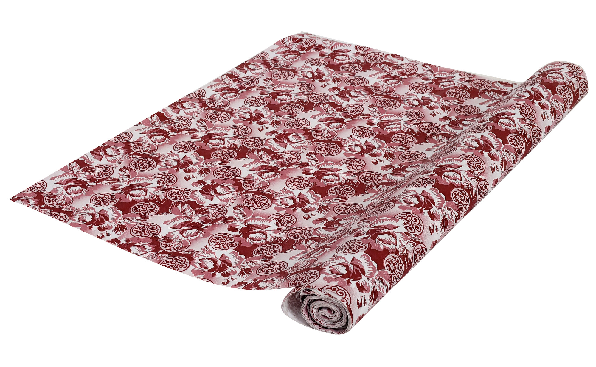 Kuber Industries Flower Print PVC Wardrobe Kitchen Drawer Cupboard Cabinet Shelf Mat, Shelf Liner 5 Mtr (Maroon)