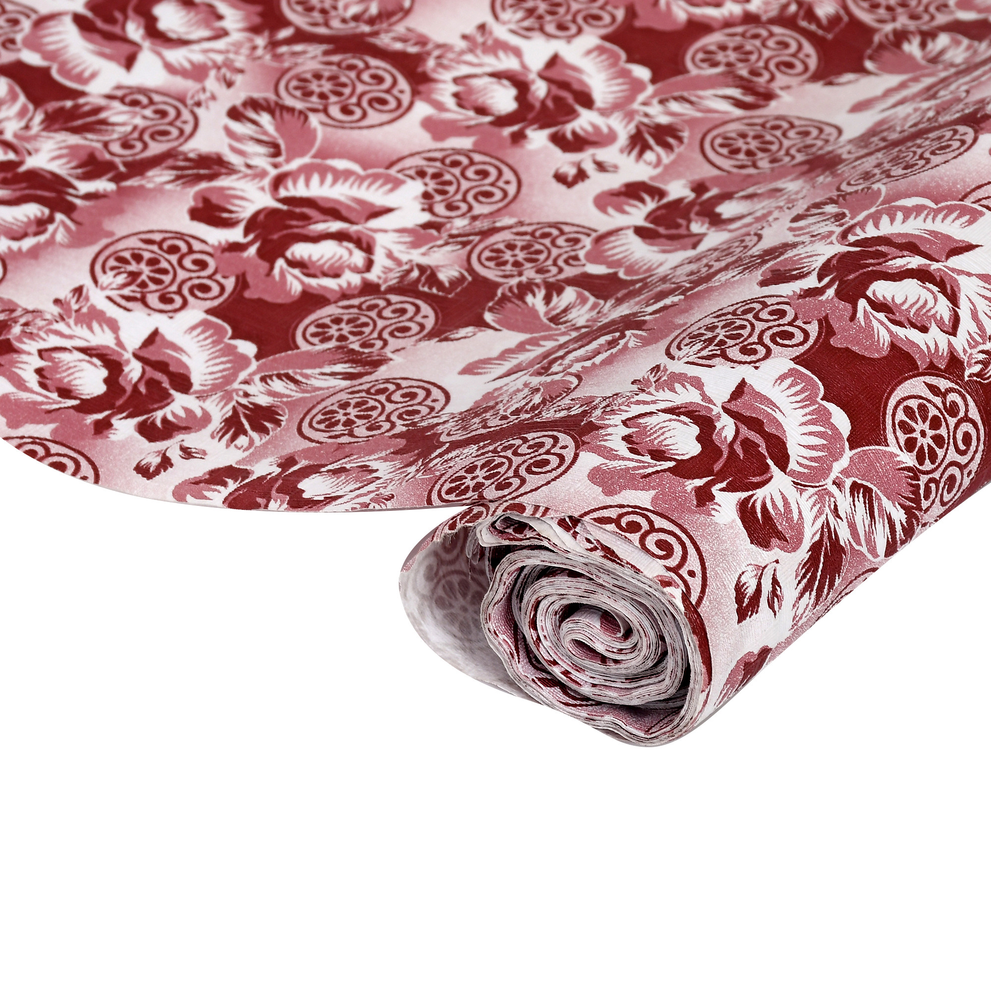 Kuber Industries Flower Print PVC Wardrobe Kitchen Drawer Cupboard Cabinet Shelf Mat, Shelf Liner 5 Mtr (Maroon)