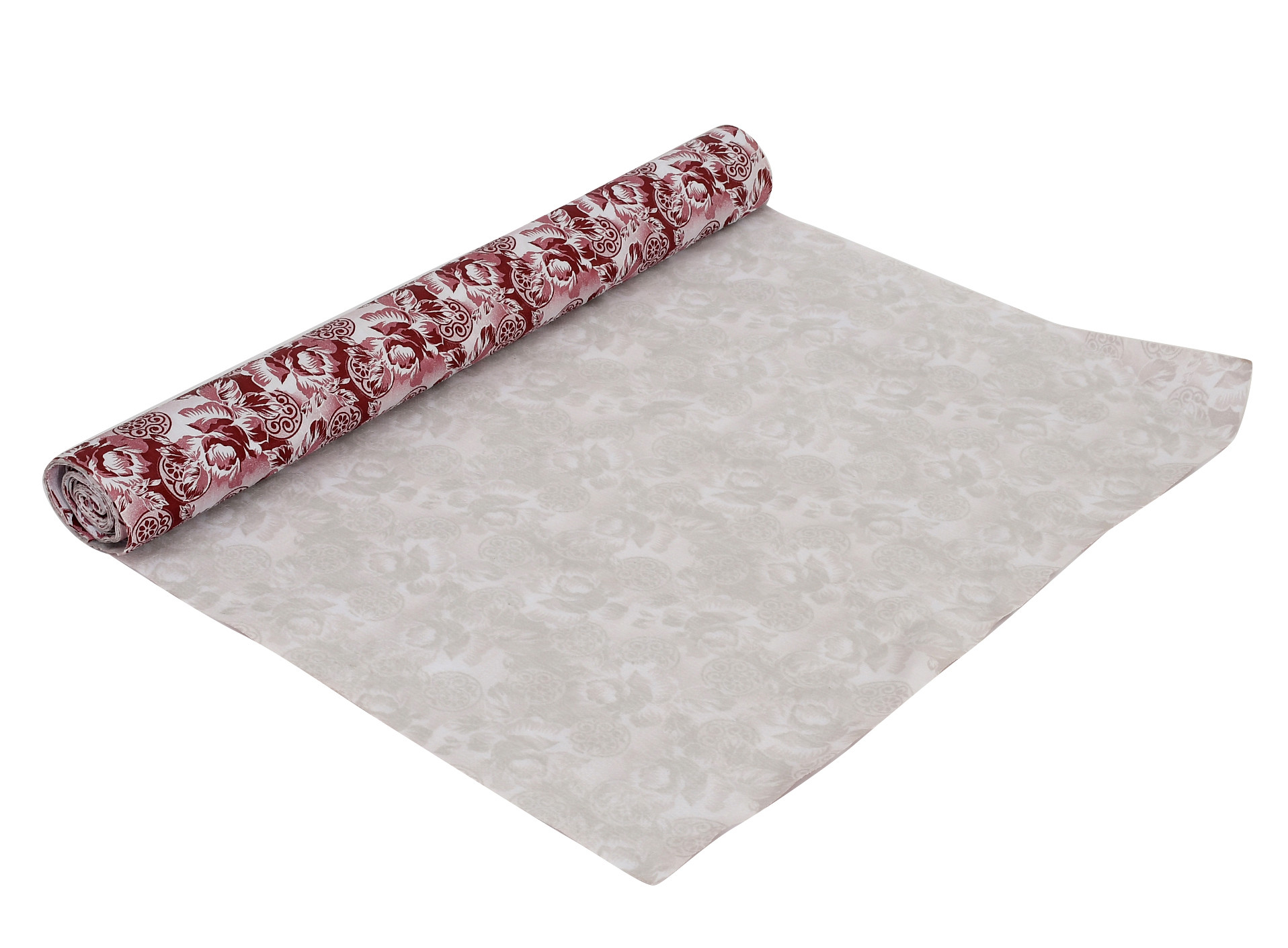 Kuber Industries Flower Print PVC Wardrobe Kitchen Drawer Cupboard Cabinet Shelf Mat, Shelf Liner 5 Mtr (Maroon)