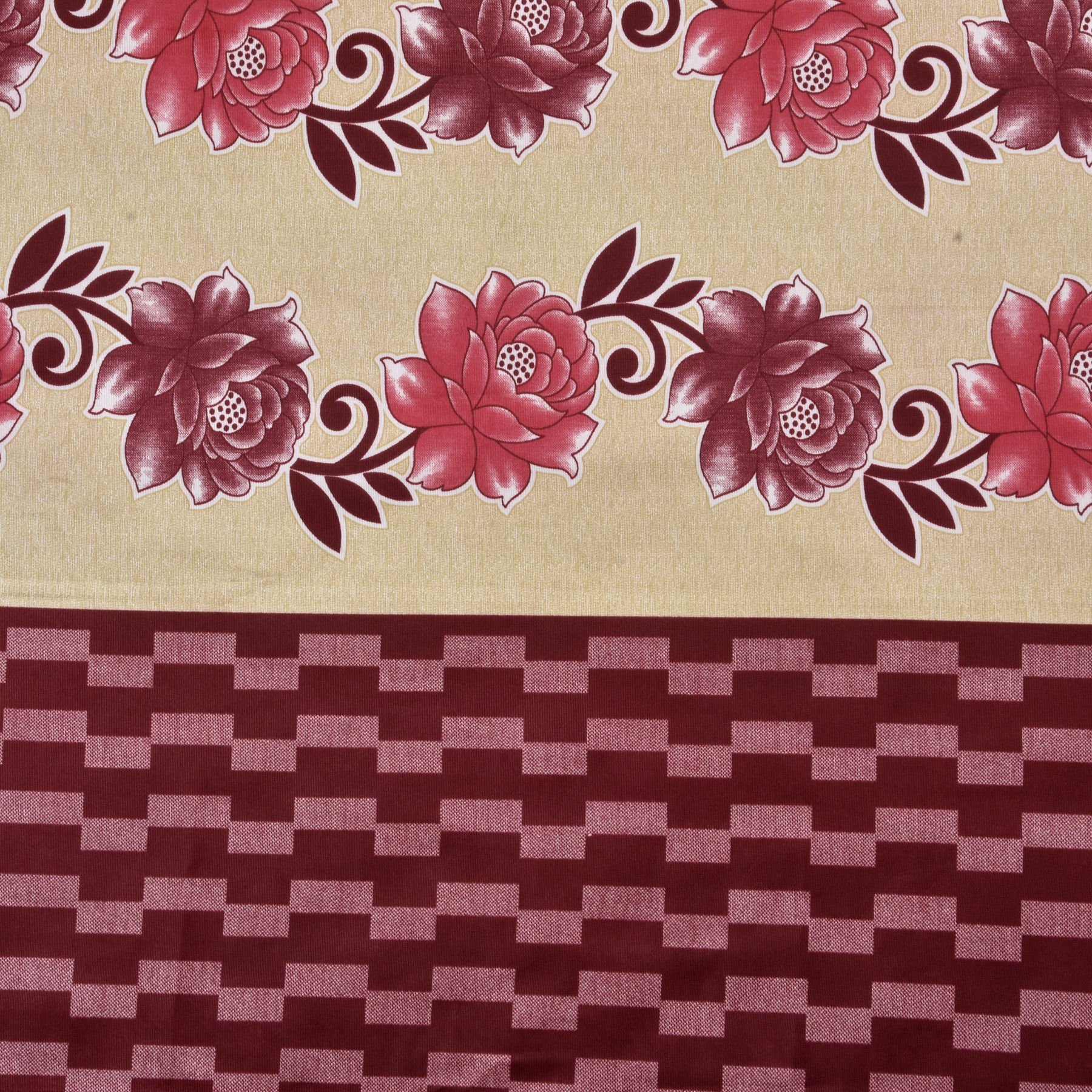 Kuber Industries Flower Print Room Darkening Door Curtain, 7 Feet (Maroon)