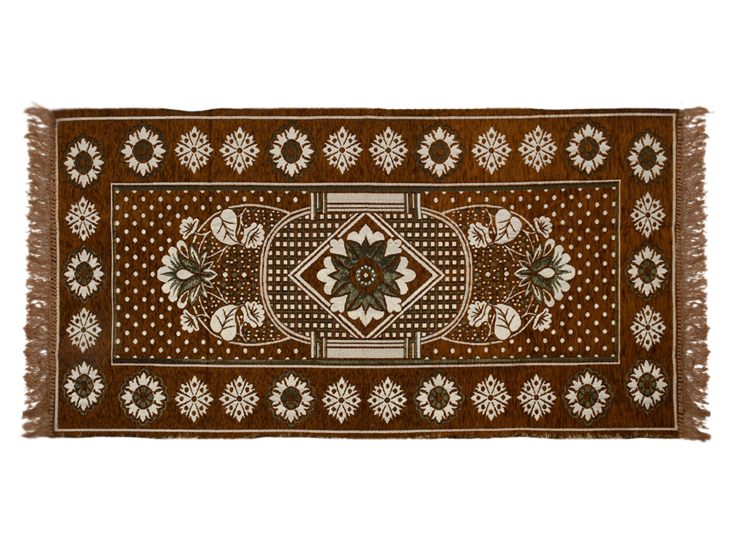 Kuber Industries Flower Print Rug Bedside Runner For Home Décor 4X2 Ft. (Golden)