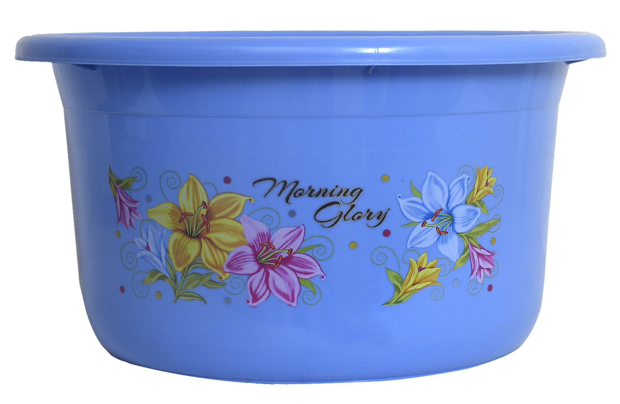 Kuber Industries Flower Print Unbreakable Plastic Multipurpose Bath Tub/Washing Tub 25 Ltr (Blue)