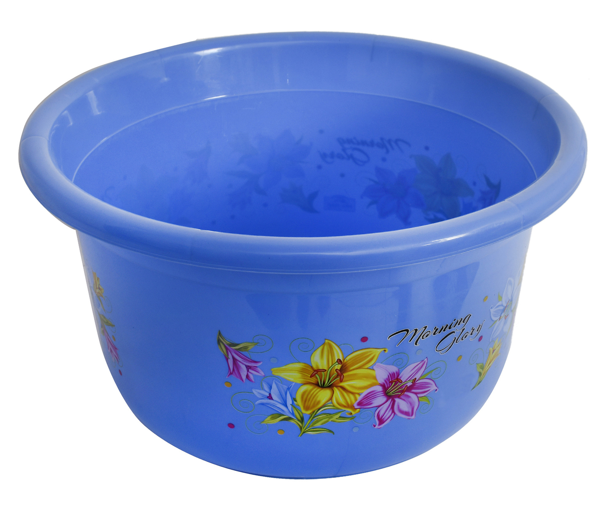 Kuber Industries Flower Print Unbreakable Plastic Multipurpose Bath Tub/Washing Tub 25 Ltr (Blue)