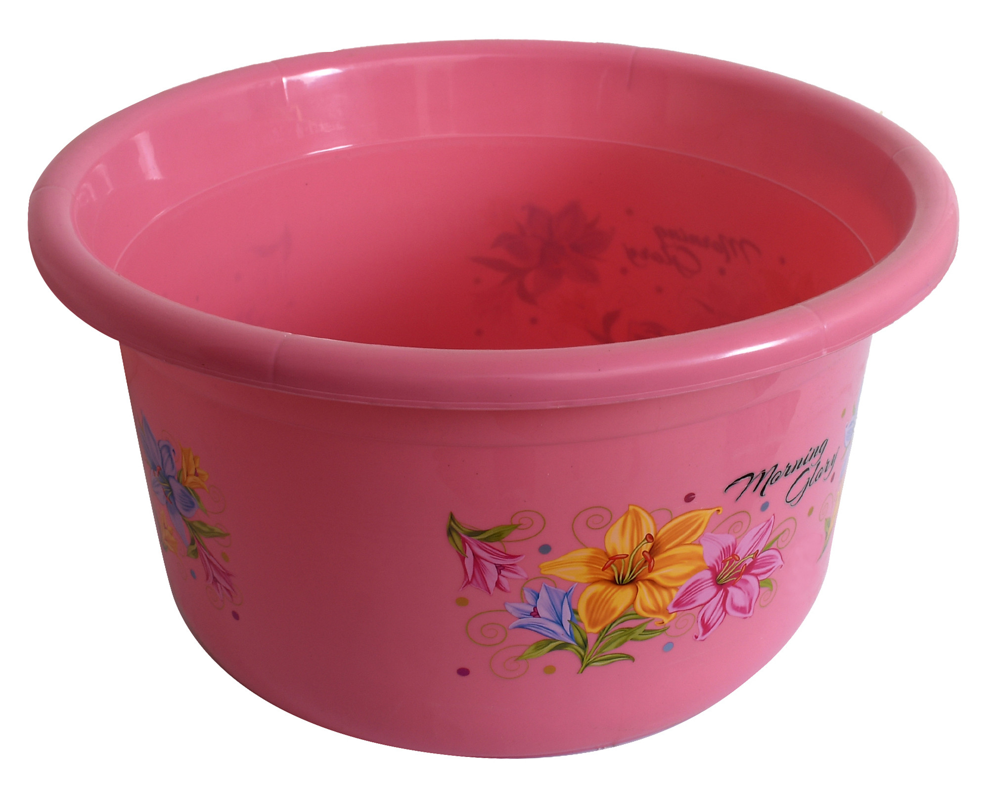 Kuber Industries Flower Print Unbreakable Plastic Multipurpose Bath Tub/Washing Tub 25 Ltr (Pink)
