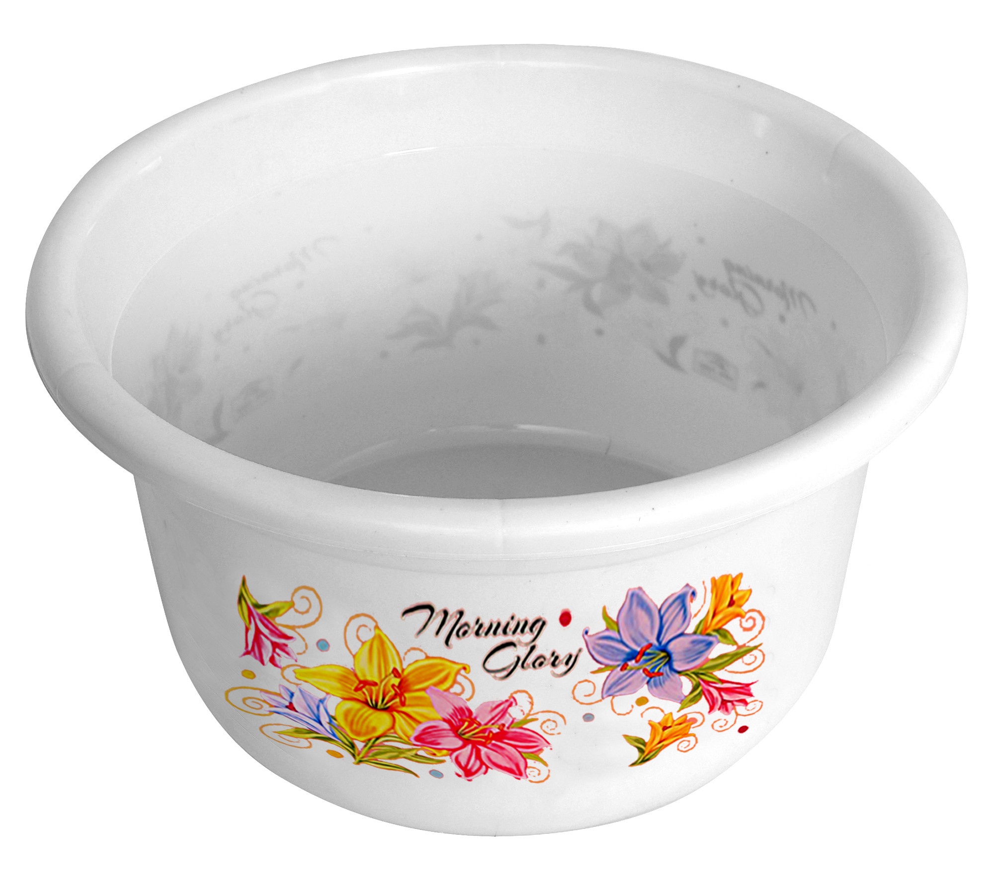 Kuber Industries Flower Print Unbreakable Plastic Multipurpose Bath Tub/Washing Tub 25 Ltr (White)