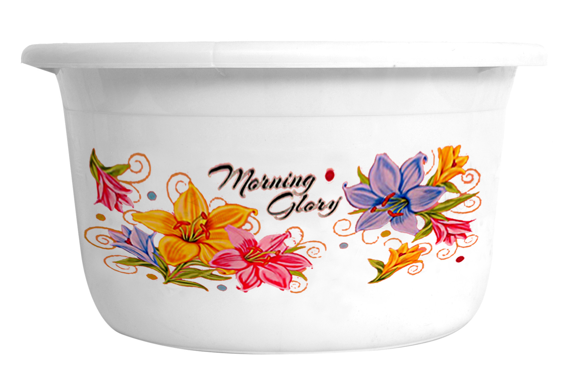 Kuber Industries Flower Print Unbreakable Plastic Multipurpose Bath Tub/Washing Tub 25 Ltr (White)