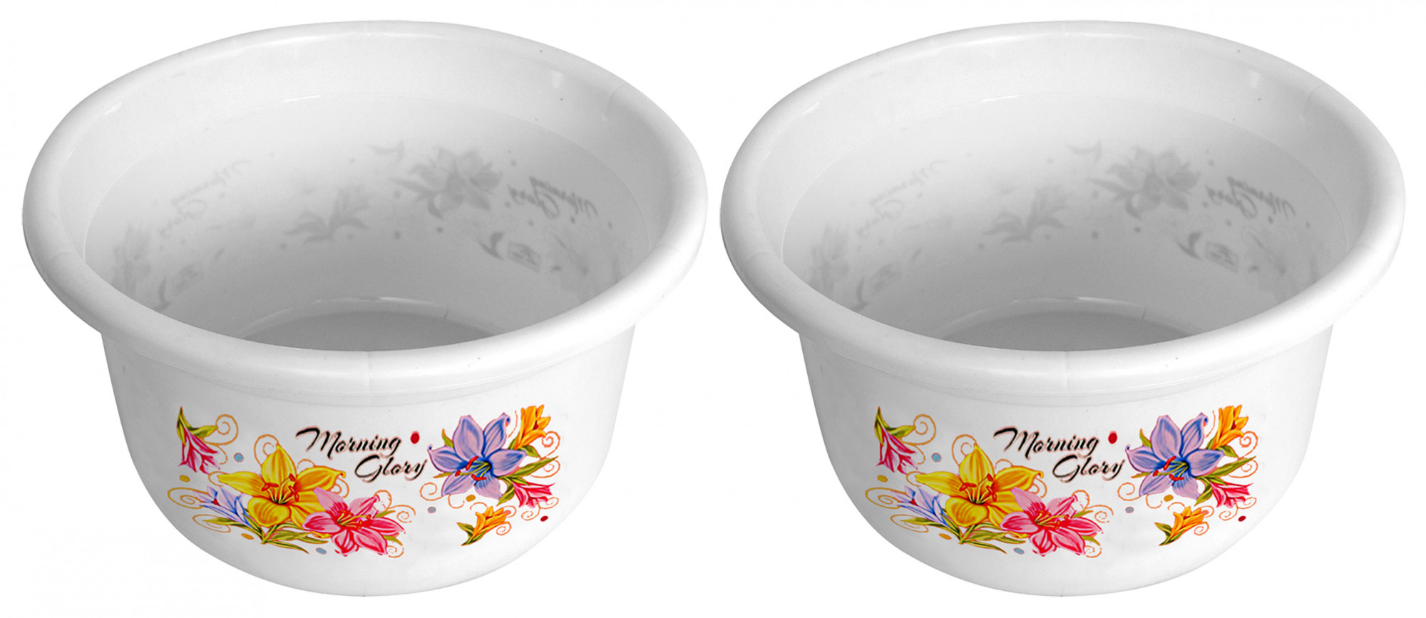 Kuber Industries Flower Print Unbreakable Plastic Multipurpose Bath Tub/Washing Tub 25 Ltr (White)