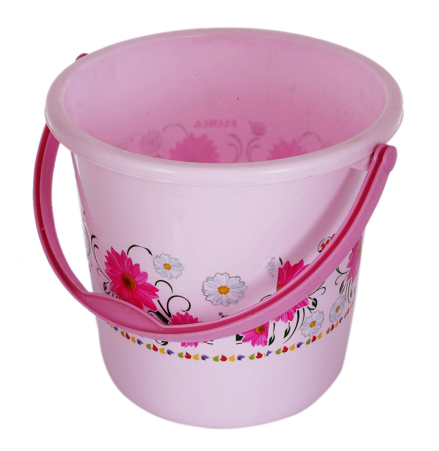 Kuber Industries Flower Print Unbreakable Virgin Plastic Strong Bathroom Bucket ,26 LTR (Pink)