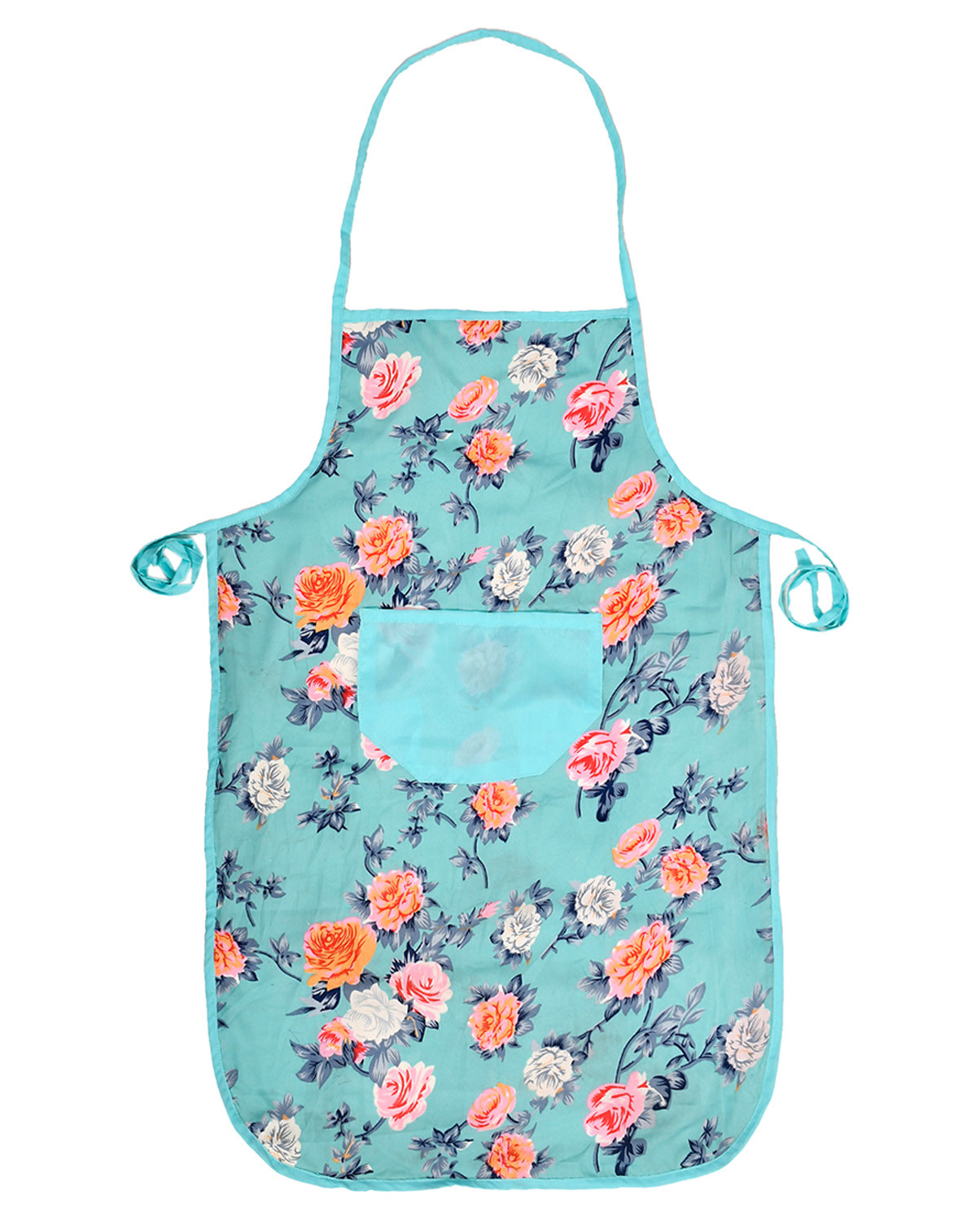 Kuber Industries Flower Printed Apron with 1 Front Pocket (Green)