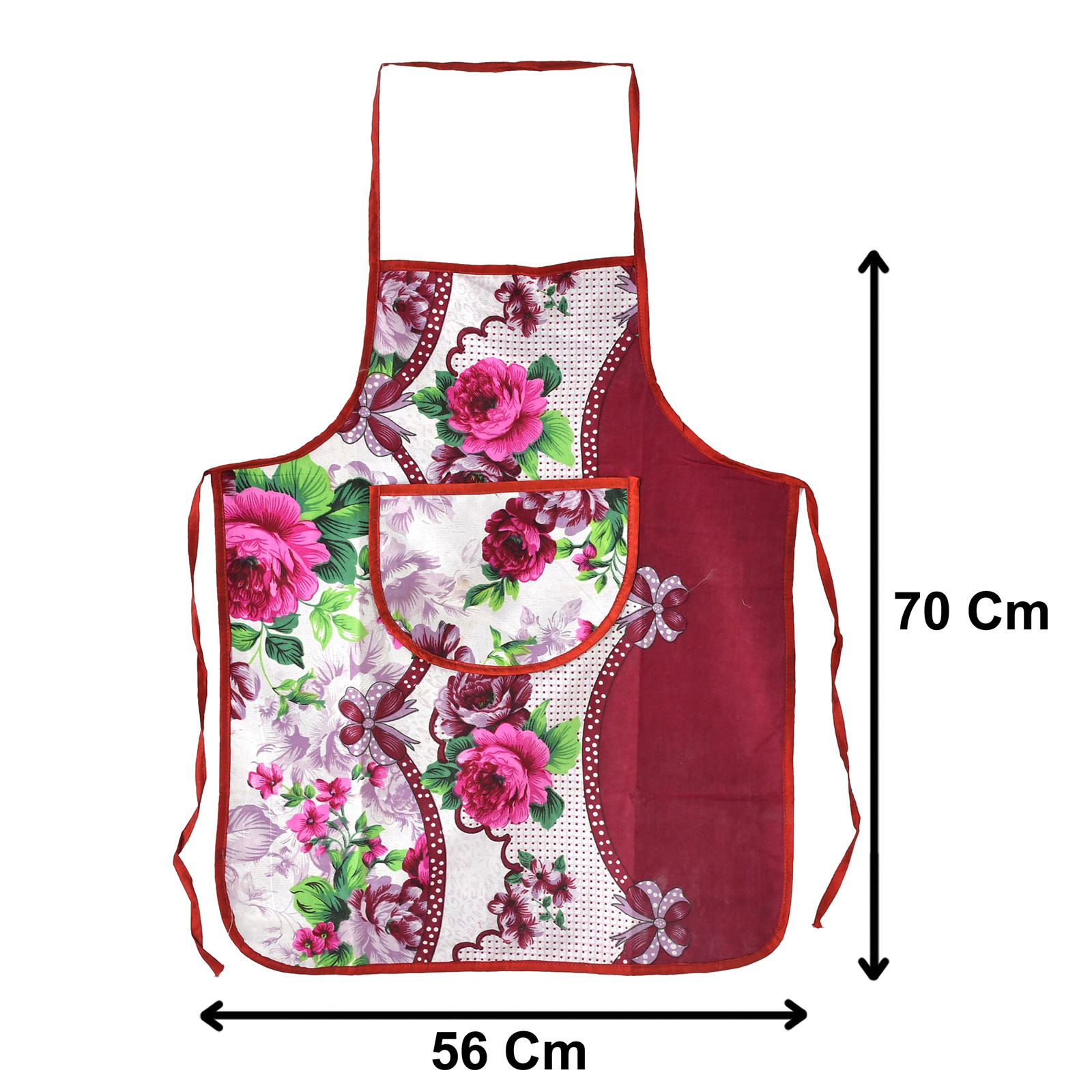 Kuber Industries Flower Printed Apron with 1Front Pocket (Pink)