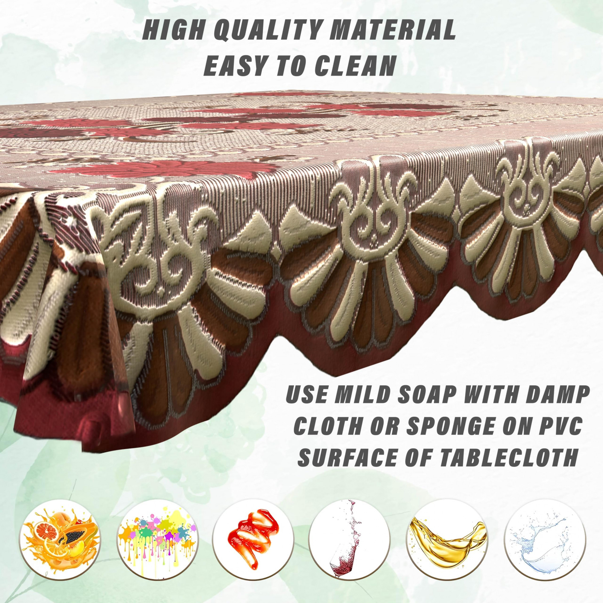 Kuber Industries Flower Printed Cotton 4 Seater Center Table Cover40x60 Pink  Brown-44KM031