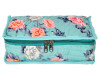 Kuber Industries Flower Printed Cotton Jewellery Organizer With 6 Transparent Pockets For Keeps Your Jewellery,Earrings, Necklaces Organized And Secure (Green)