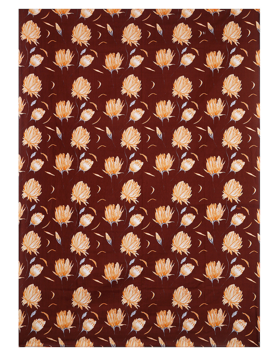 Kuber Industries Flower Printed Desginer 8 Pieces Cotton Diwan Set (Brown)-44KM0173