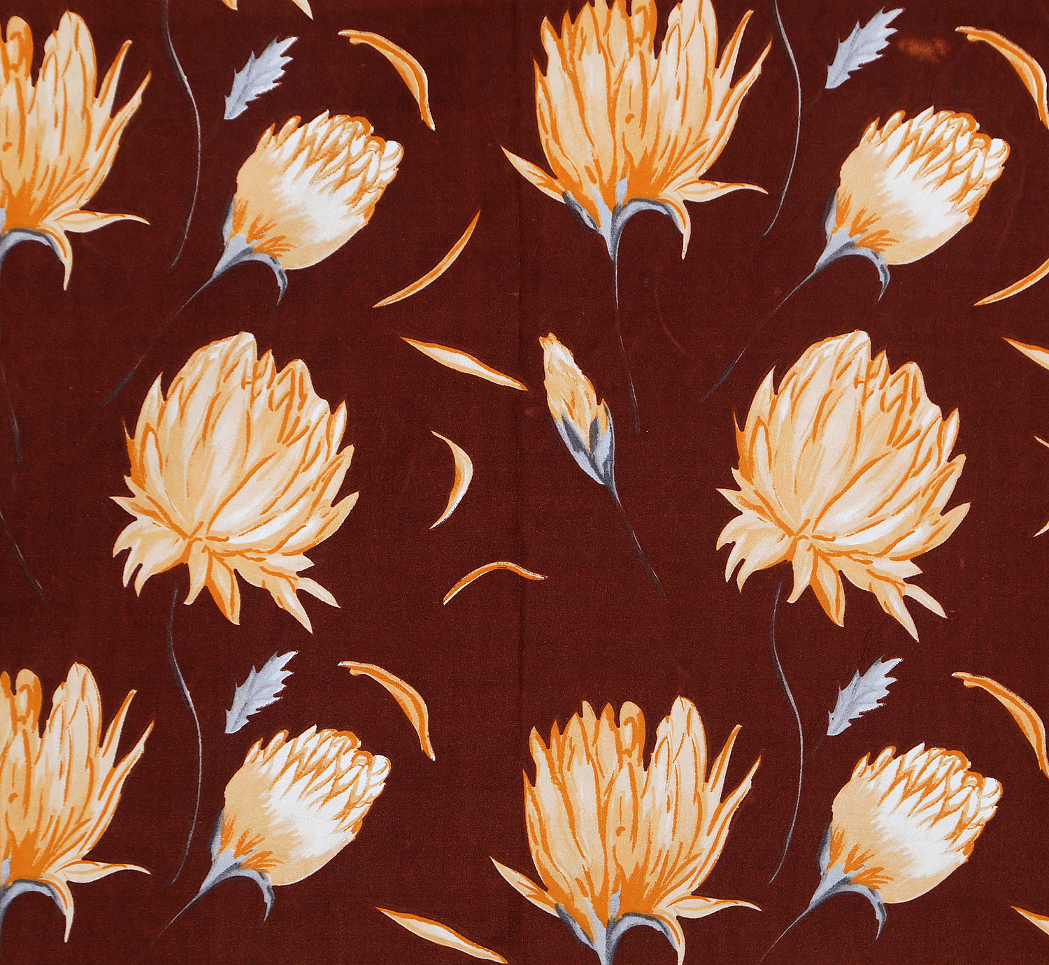 Kuber Industries Flower Printed Desginer 8 Pieces Cotton Diwan Set (Brown)-44KM0173