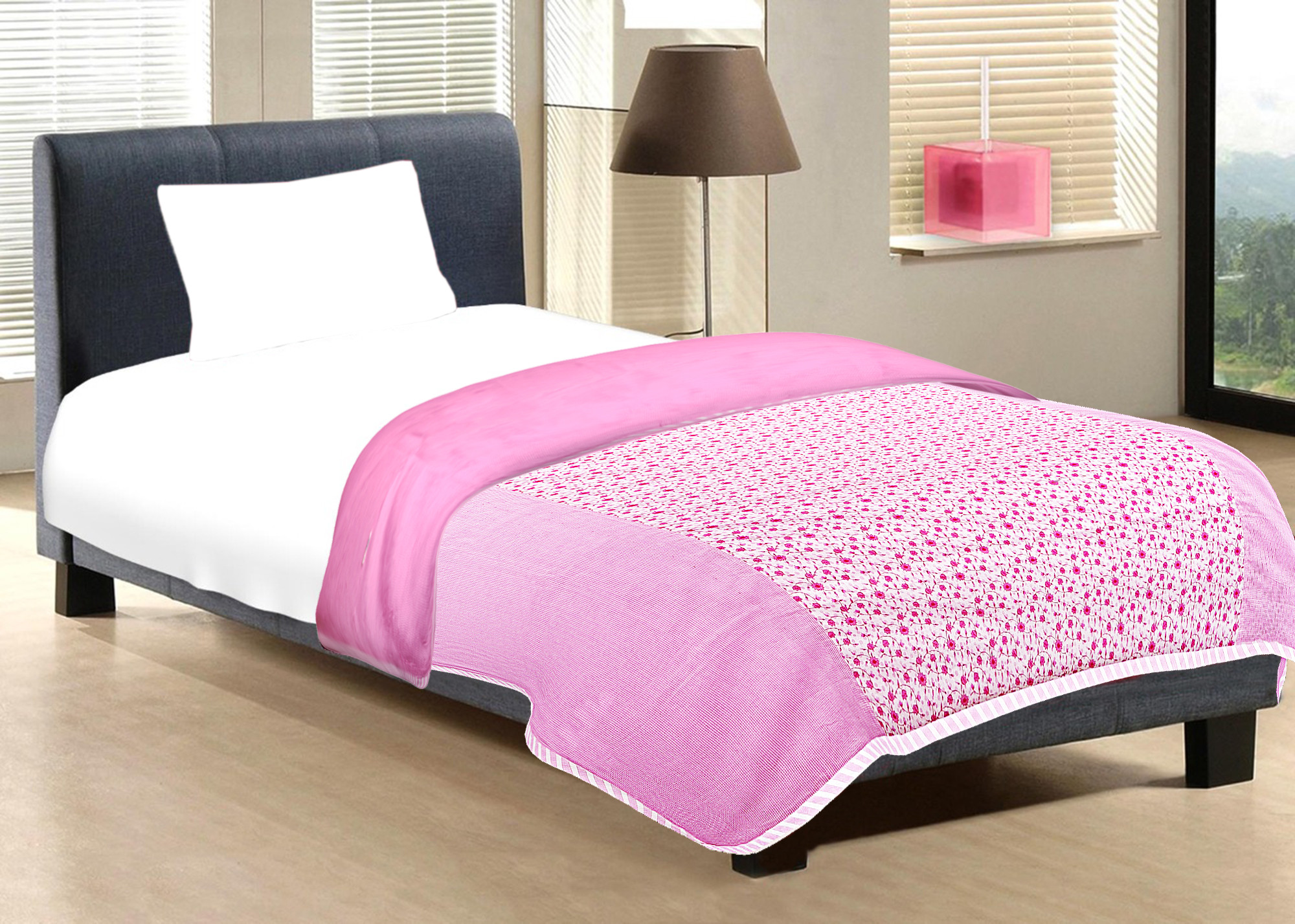 Kuber Industries Flower Printed Double Bed Size Reversible Super Soft Lightweight AC Dohar,90