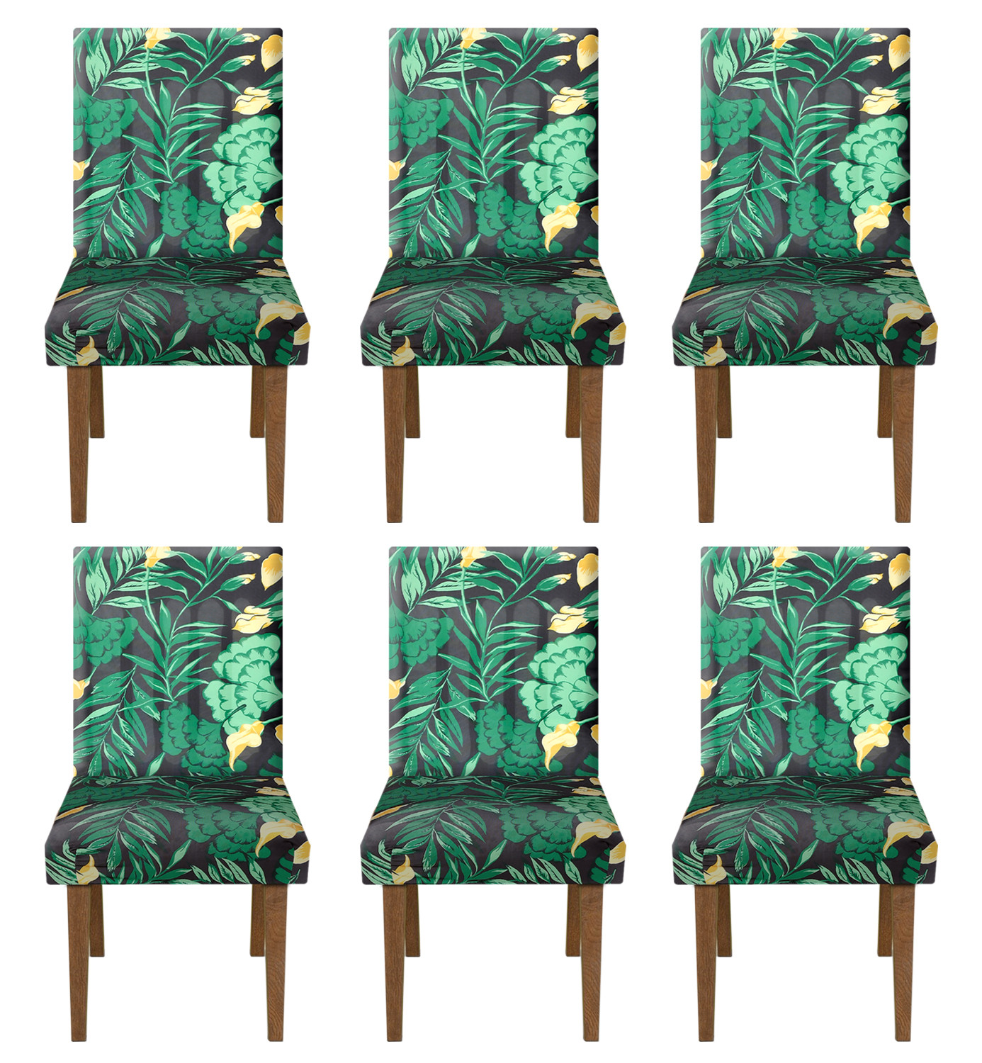 Kuber Industries Flower Printed Elastic Stretchable Polyster Chair Cover For Home, Office, Hotels, Wedding Banquet (Green & Black)
