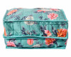 Kuber Industries Flower Printed Foldable Cotton Undergarments, Clothes Organizer/Storage Bag With 2 Tranasparent Compartment (Green)