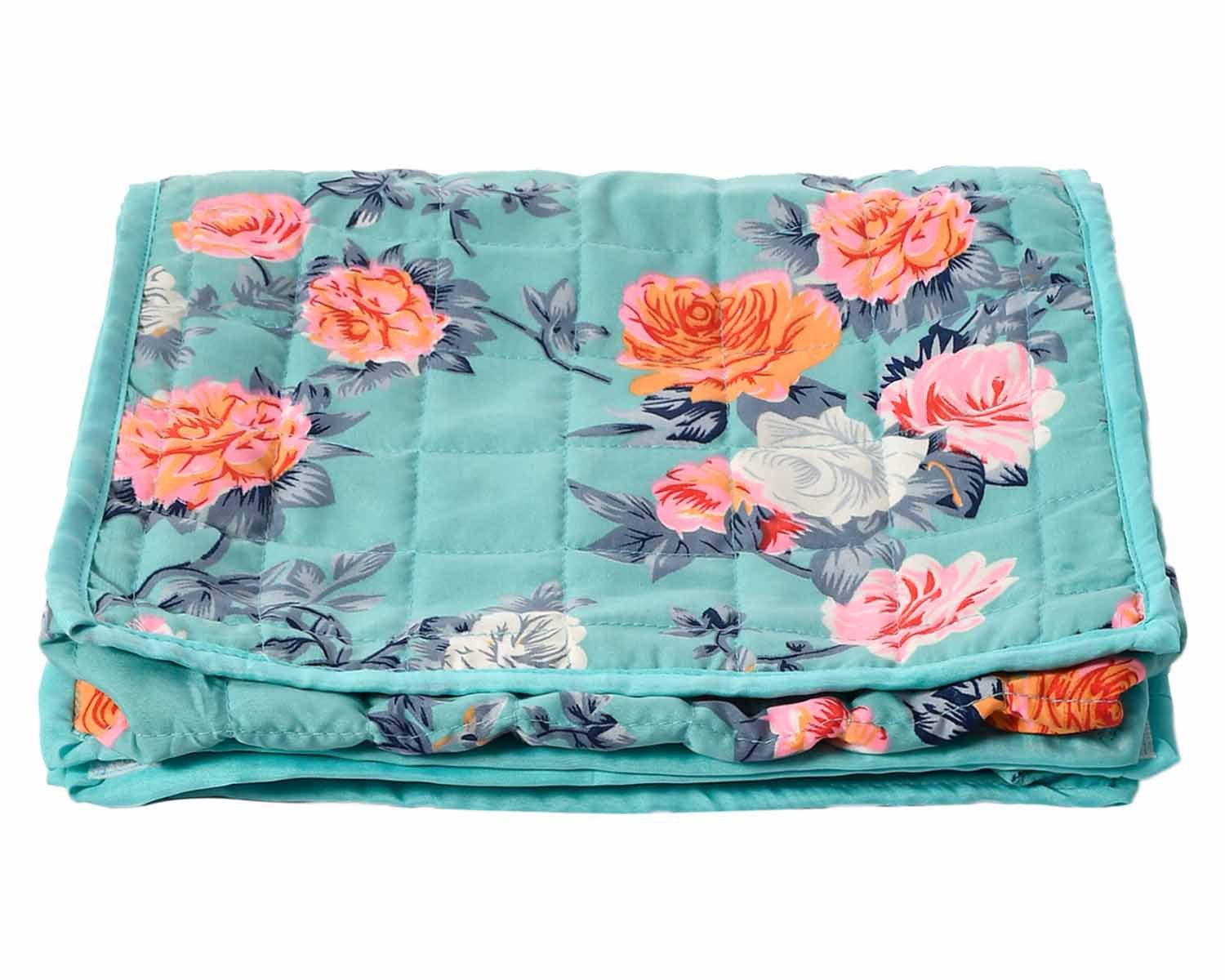 Kuber Industries Flower Printed Foldable Cotton Undergarments, Clothes Organizer/Storage Bag With 2 Tranasparent Compartment (Green)