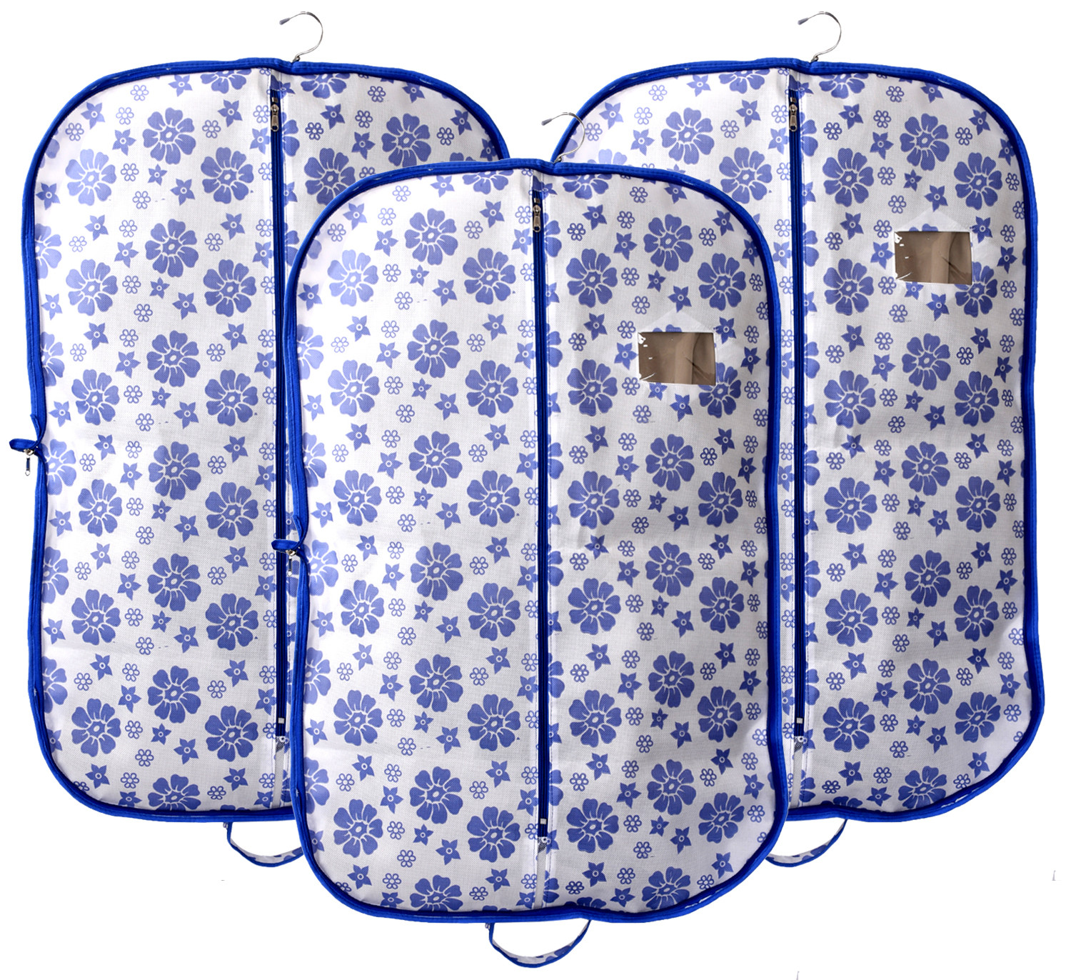 Kuber Industries Flower Printed Foldable Non Woven Men's Coat Blazer Cover (Blue)-KUBMART858