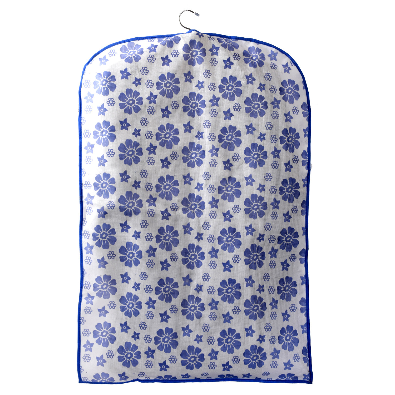 Kuber Industries Flower Printed Half Transparent Non Woven Men's Coat Blazer Cover (Blue) -KUBMART842