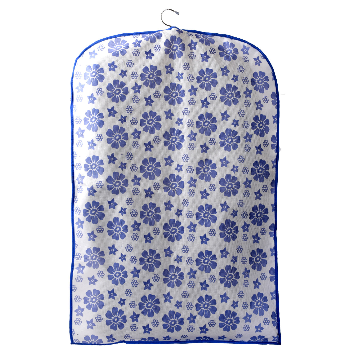 Kuber Industries Flower Printed Half Transparent Non Woven Men's Coat Blazer Cover (Blue)-KUBMART850
