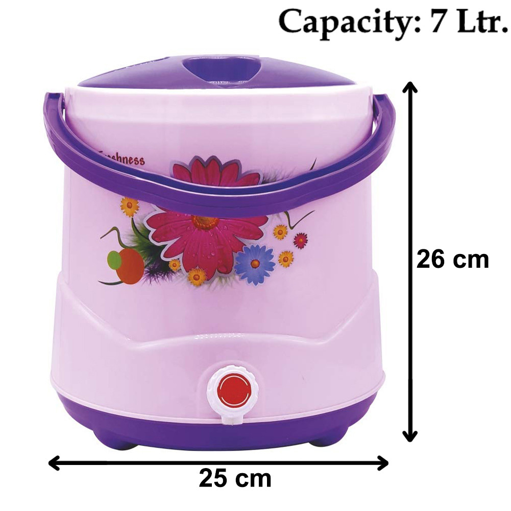 Kuber Industries Flower Printed Insulated Water Jug, Camper For Travel, Picnic, Home, Office With Handle, 7 Ltrs (Pink)