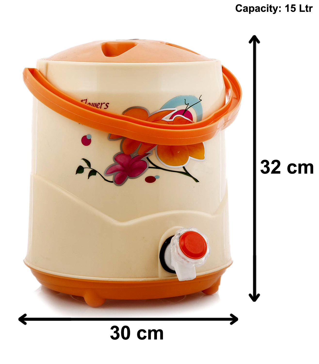 Kuber Industries Flower Printed Insulated Water Jug, Camper For Travel, Picnic, Home, Office With Handle, 15 Ltrs (Yellow)