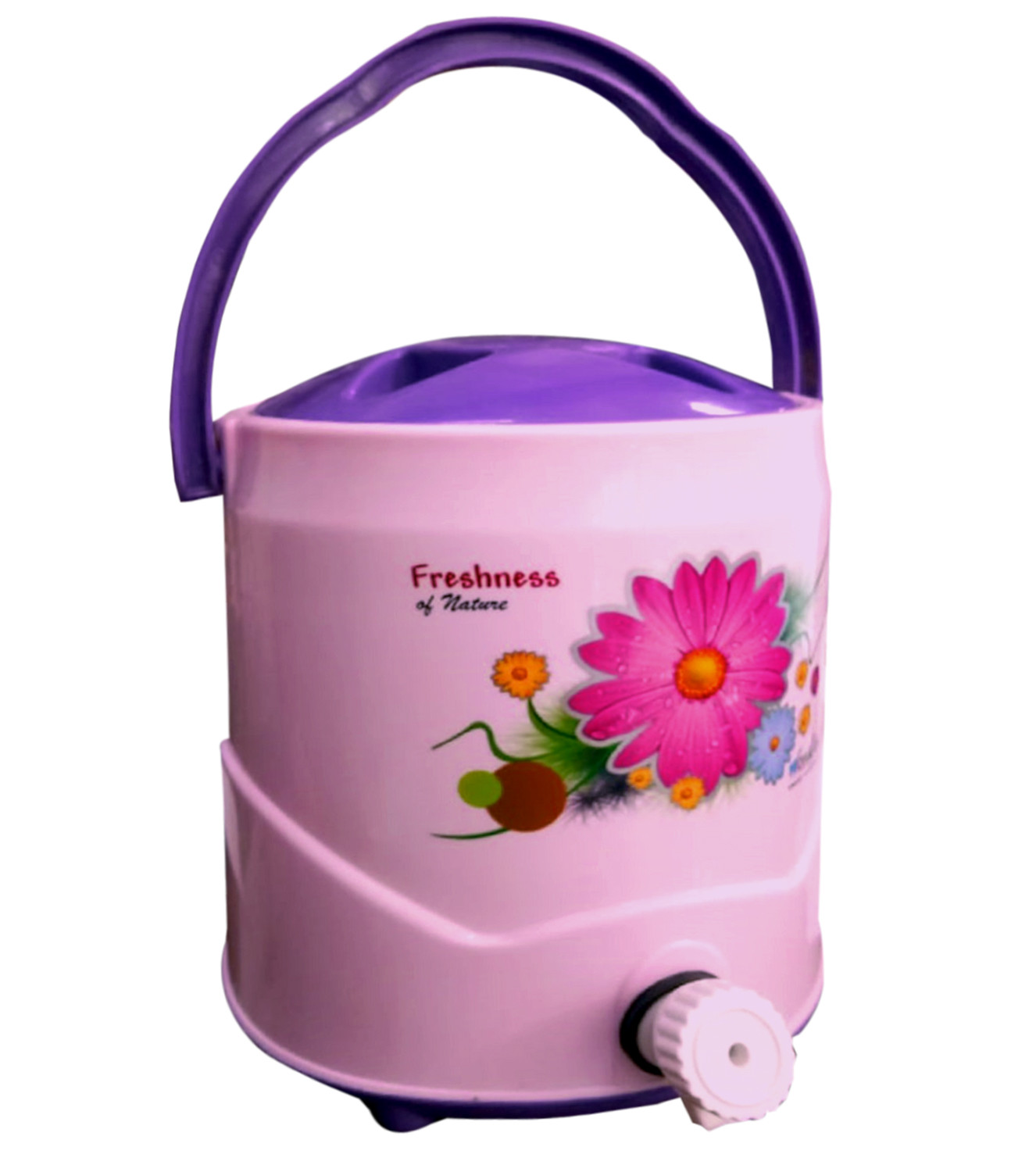 Kuber Industries Flower Printed Insulated Water Jug, Camper For Travel, Picnic, Home, Office With Handle, 15 Ltrs (Pink)