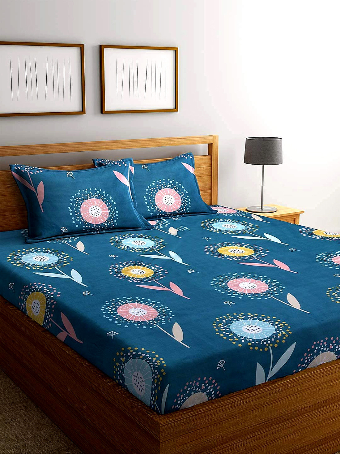 Kuber Industries Flower Printed Luxurious Soft Breathable & Comfortable Cotton Double Bedsheet With 2 Pillow Covers (Green)-HS43KUBMART26813