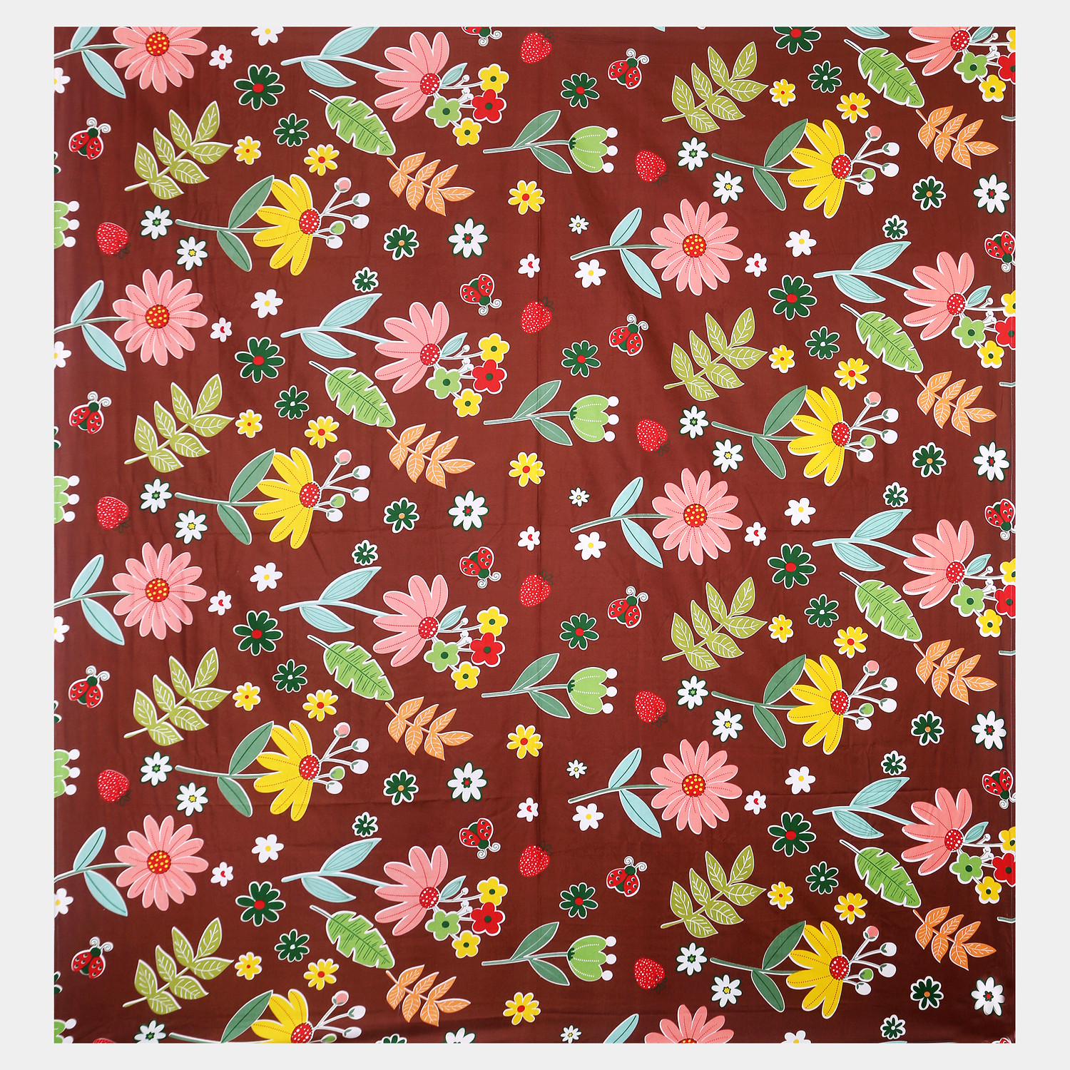 Kuber Industries Flower Printed Luxurious Soft Breathable & Comfortable Cotton Double Bedsheet With 2 Pillow Covers (Walnut)-HS43KUBMART26827