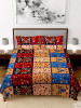 Kuber Industries Flower Printed Luxurious Soft Breathable &amp; Comfortable Glace Cotton Double Bedsheet With 2 Pillow Covers (Brown &amp; Blue)-HS43KUBMART26809