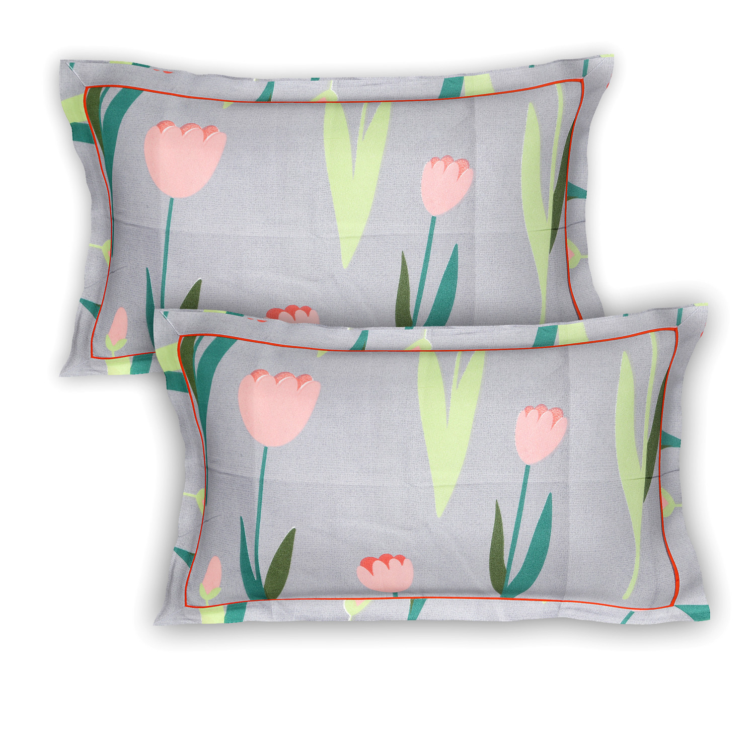 Kuber Industries Flower Printed Luxurious Soft Breathable & Comfortable Glace Cotton Double Bedsheet With 2 Pillow Covers (Grey)-HS43KUBMART26811