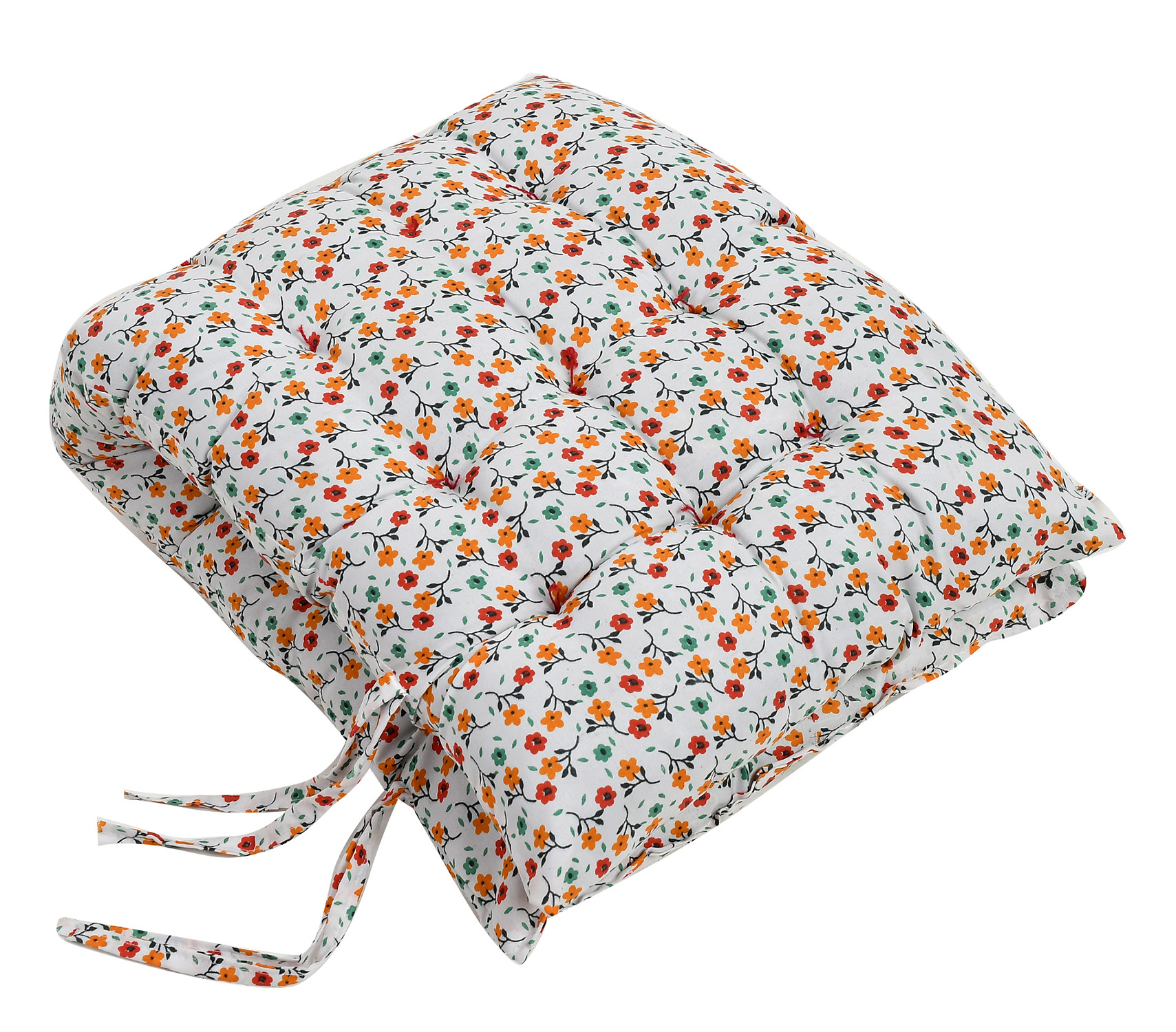 Kuber Industries Flower Printed Microfiber Back & Seat Cushion for Indoor/Outdoor Patio Chair, Rocking Chair, Office Chair, Reclining chairs With Ties, 18*46 Inch (White)