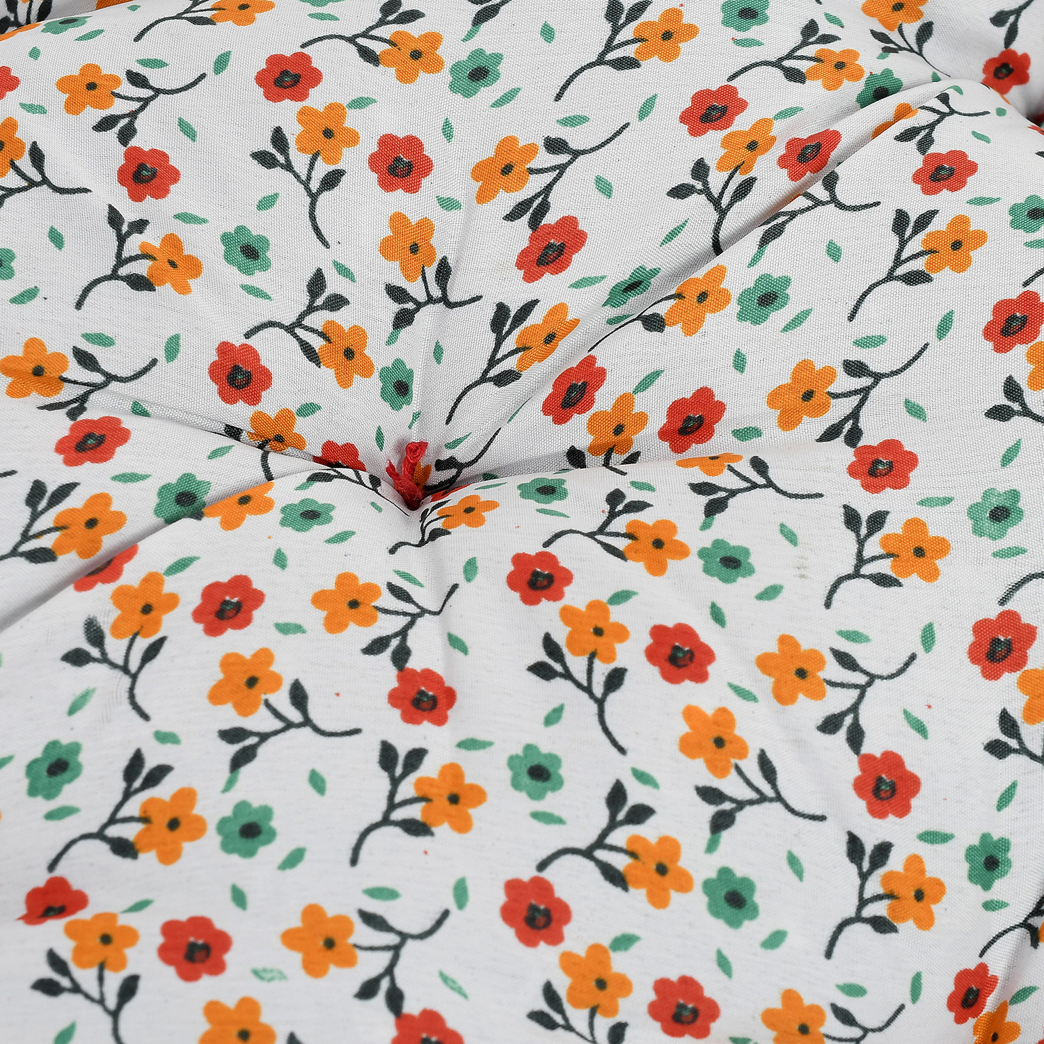 Kuber Industries Flower Printed Microfiber Square Chair Pad Seat Cushion For Rocking chair, Office chair, Dinning chair, Indoor/Outdoor, 18*18 Inch (White)