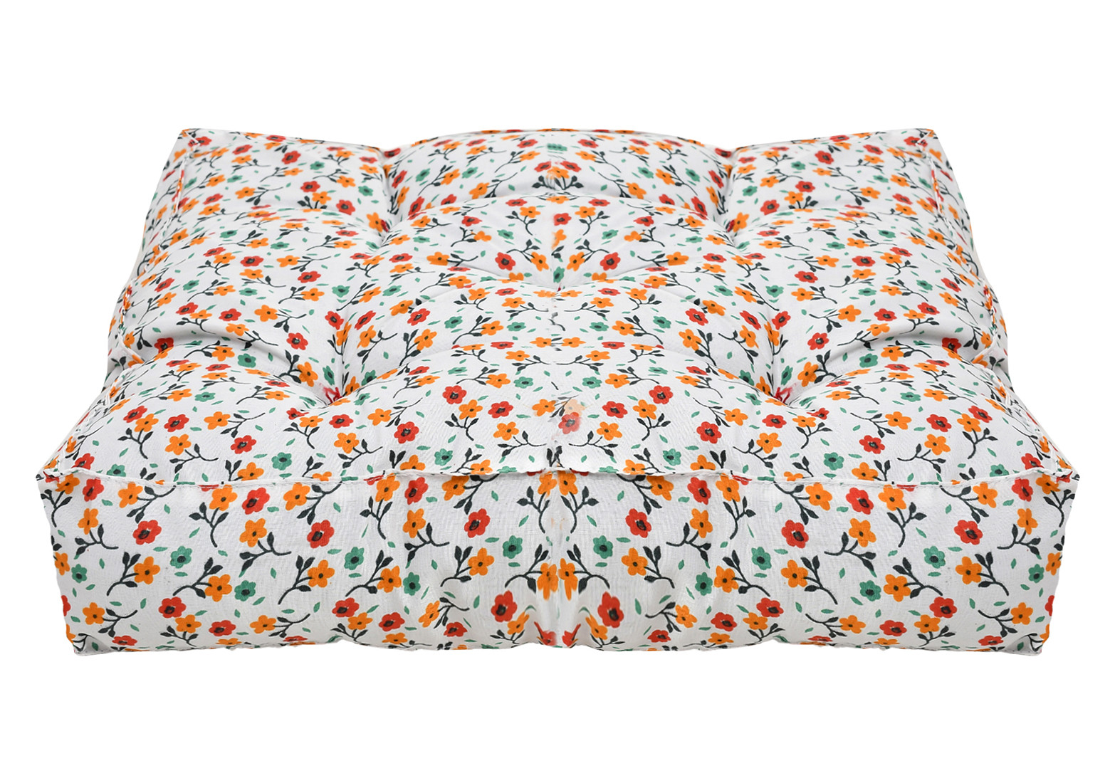 Kuber Industries Flower Printed Microfiber Square Chair Pad Seat Cushion For Rocking chair, Office chair, Dinning chair, Indoor/Outdoor, 18*18 Inch (White)
