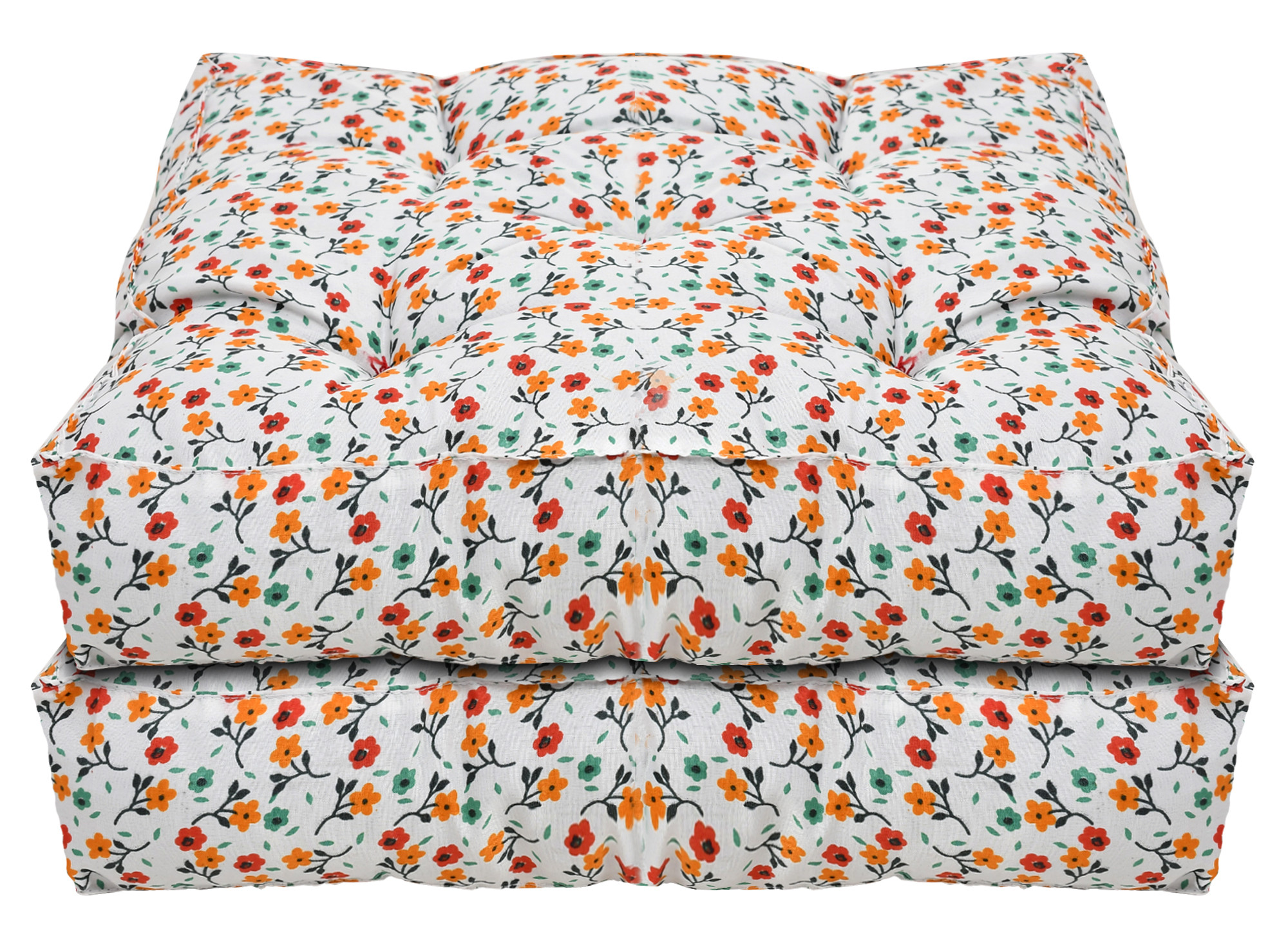Kuber Industries Flower Printed Microfiber Square Chair Pad Seat Cushion For Rocking chair, Office chair, Dinning chair, Indoor/Outdoor, 18*18 Inch (White)